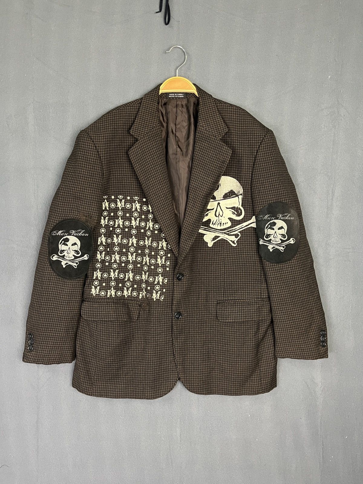 Designer × Seditionaries Marc Vachon Towncraft Skull Checkered Wool Blazer Size 46R - 1 Thumbnail