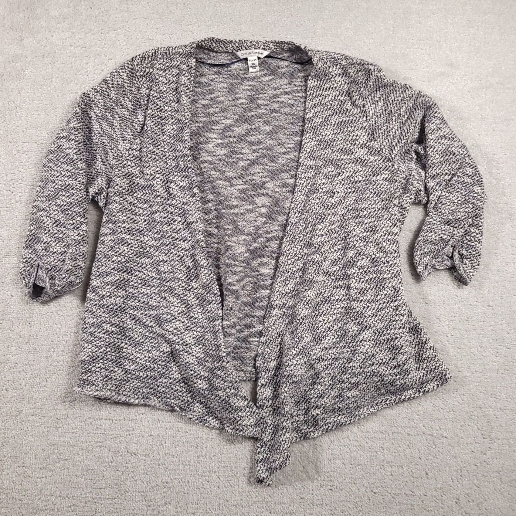 Croft & Barrow Croft & Barrow Cardigan Sweater Womens 2X Gray White Open Front Lightweight Knit Size XXL / US 16-18 / IT 52-54 - 2 Thumbnail