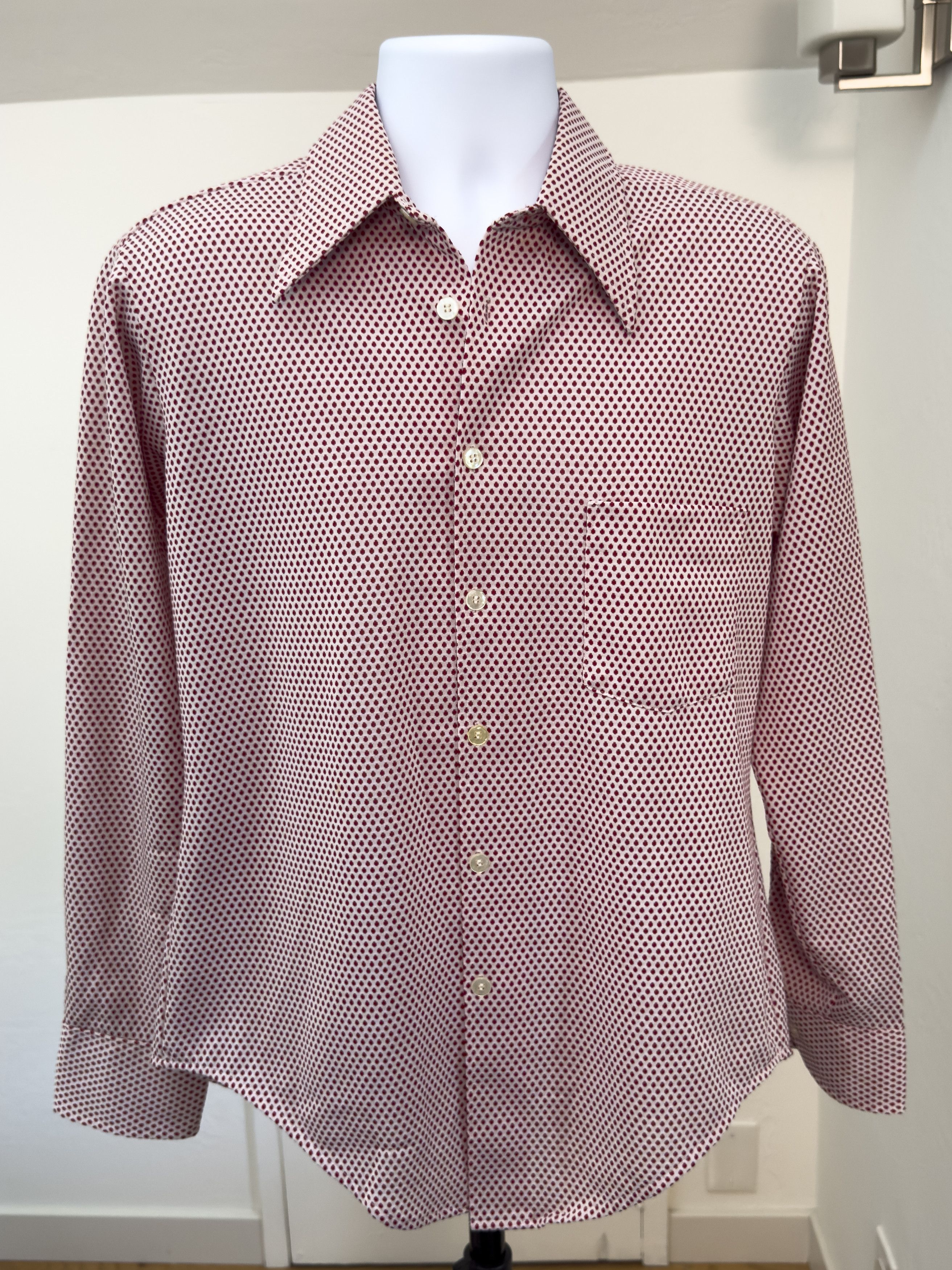 Van Heusen Vintage Van Heusen 70s Red Polka Dot Long Sleeve Button Up Size US L / EU 52-54 / 3 - 1 Thumbnail