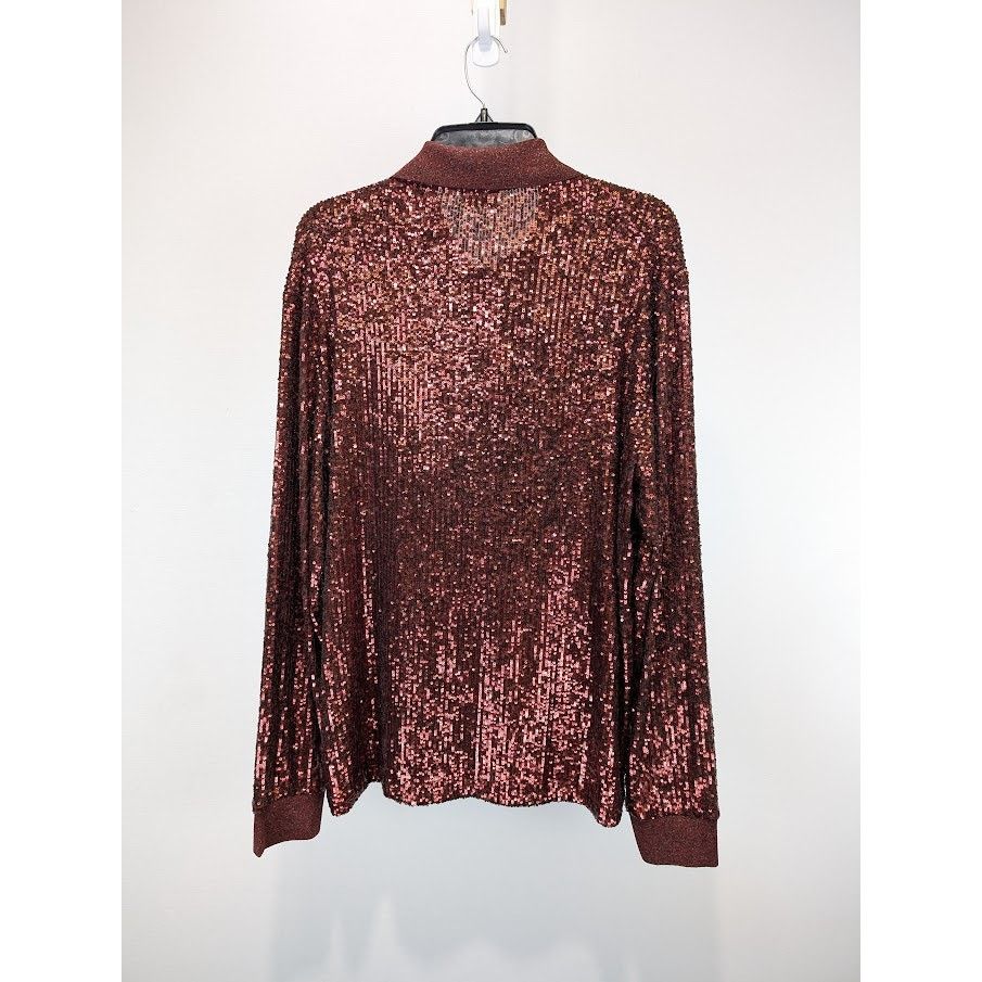 Saint Laurent Paris o1rshd1 Sequinned Sequin Long Sleeve Polo Shirt in Red Size US XL / EU 56 / 4 - 11 Thumbnail