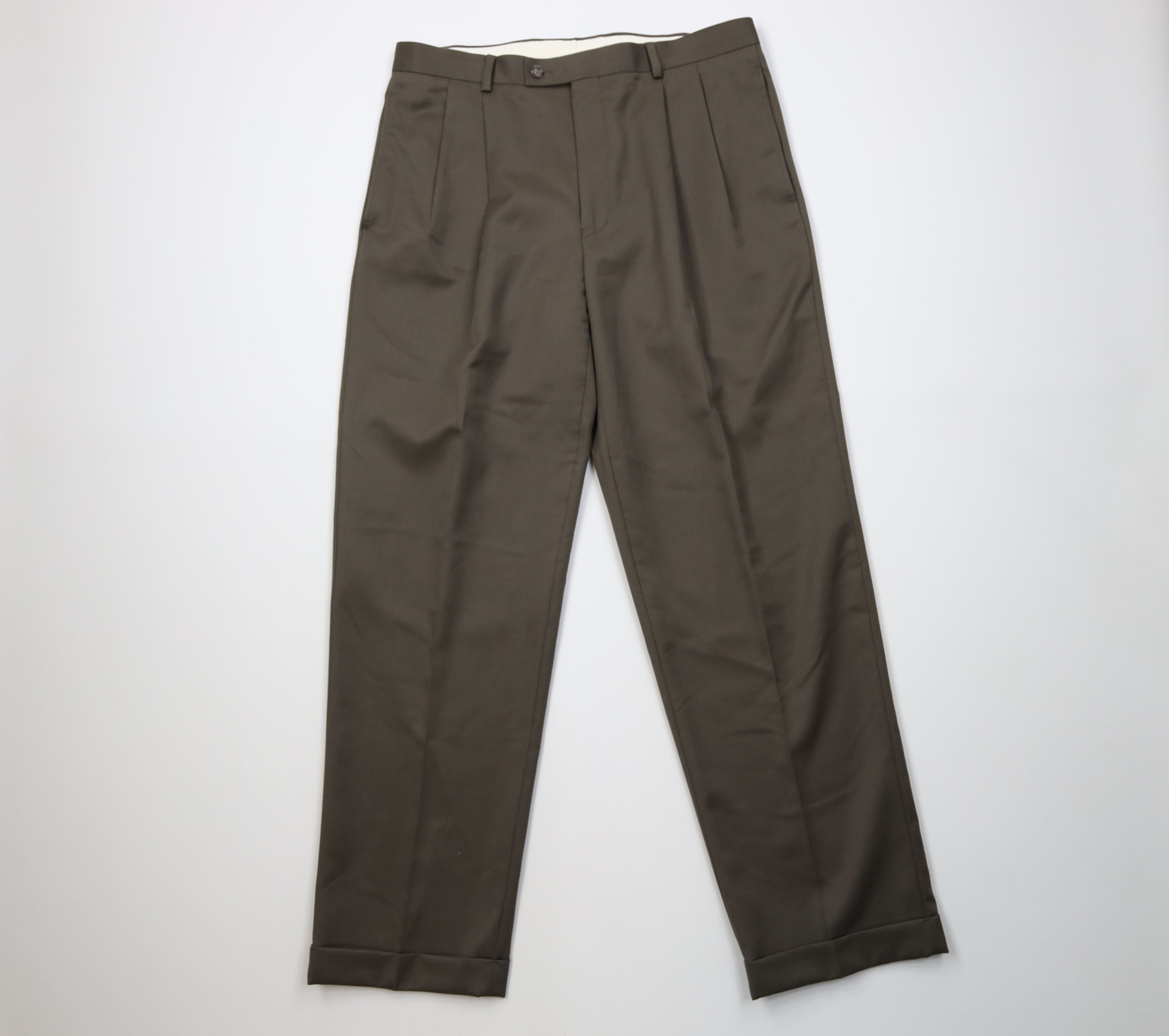 Vintage Vintage 90s Streetwear Wool Knit Wide Leg Chino Pants Brown Size US 34 / EU 50 - 1 Thumbnail