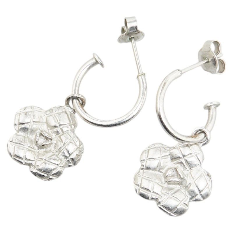 Chanel Chanel Chanel Camellia Silver Metal Earrings Metal Earrings in Very Good Condition Size ONE SIZE - 1 Thumbnail