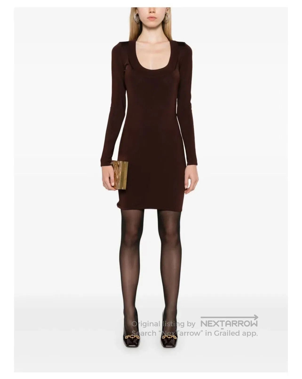Saint Laurent Paris YSL Brown Square Neck Long. Size M / US 6-8 / IT 42-44 - 1 Thumbnail