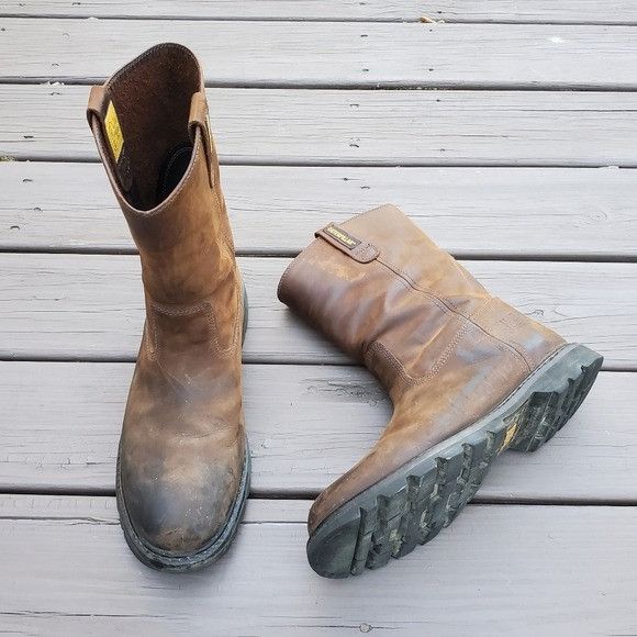 CAT Caterpillar Revolver Brown Oiled Leather Distressed Boot