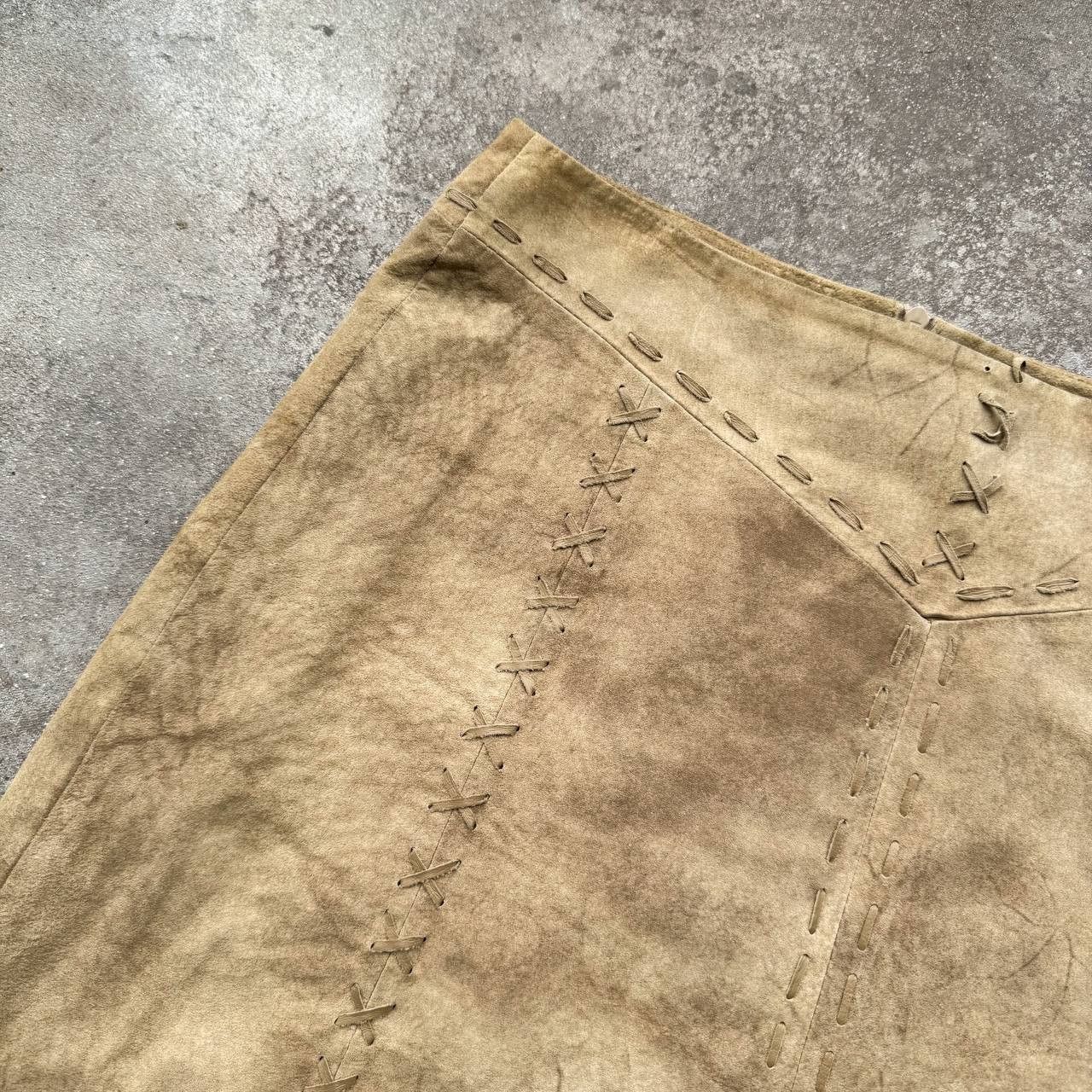 Hysteric Glamour × Vintage Morgan De Toi Vintage 2000's Y2K Suede Leather Midi Skirt Size 29" - 3 Thumbnail