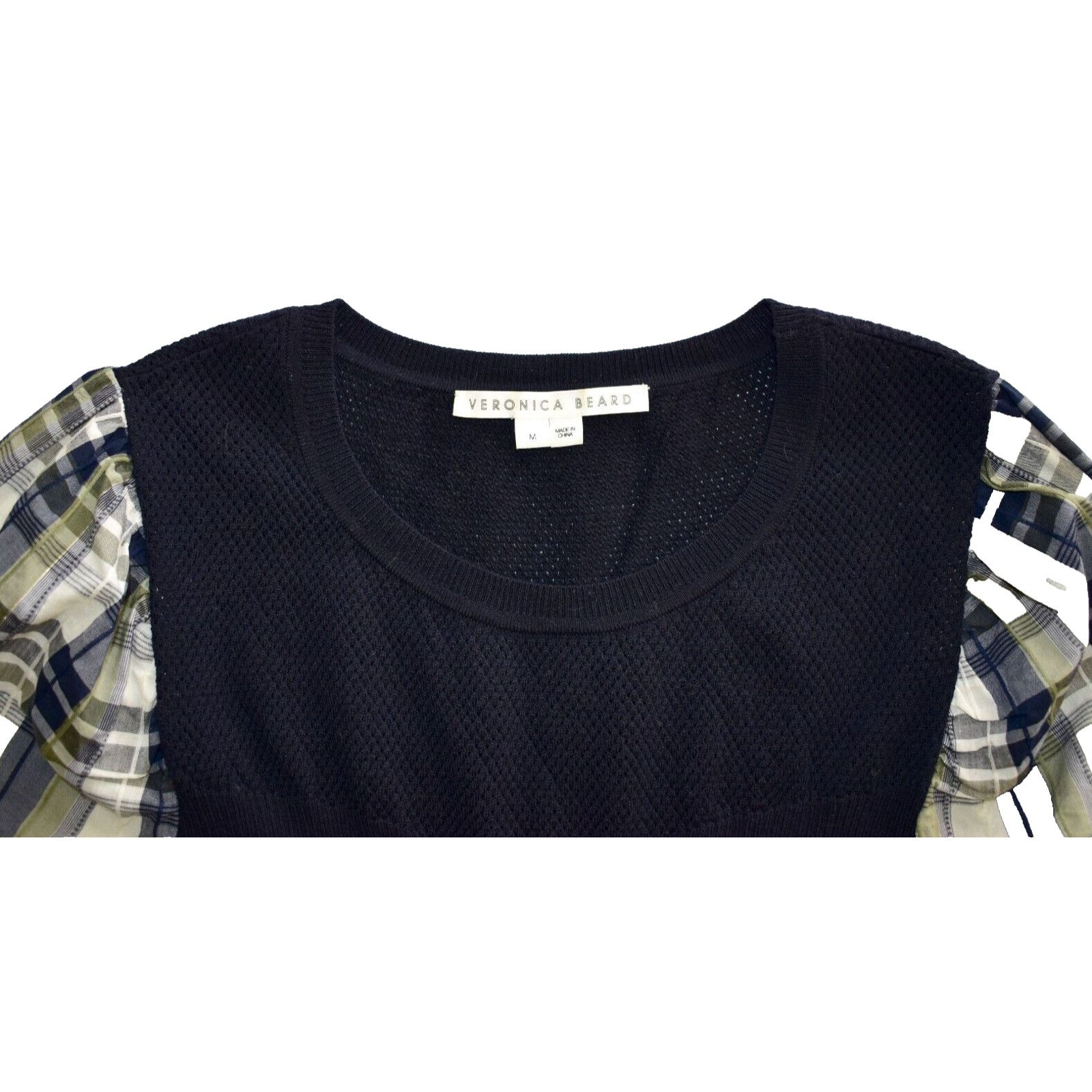 Veronica Beard VERONICA BEARD Leila Navy Merino Wool Plaid Crew Neck Top M Size M / US 6-8 / IT 42-44 - 5 Thumbnail