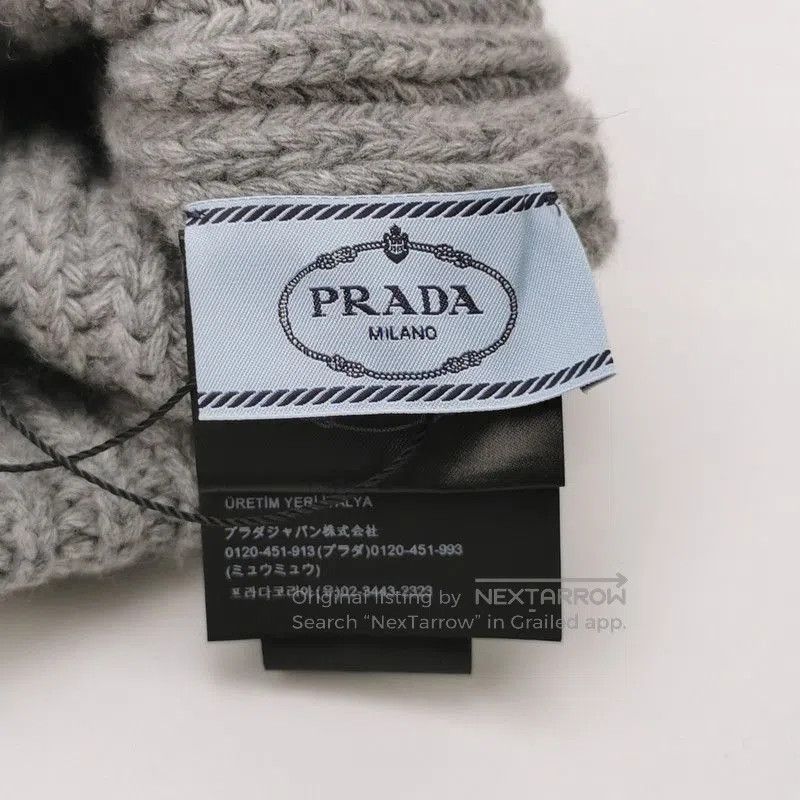 Prada Prada Triangle Logo Gray Beanie Hat. Size ONE SIZE - 5 Thumbnail