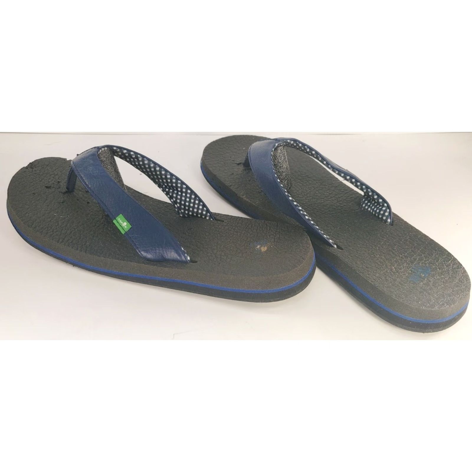 Sanuk Sanuk Sandals Yoga Mat Women 10M Blue Leather Straps Super Comfy Flip Flop Shoes Womens NS Size US 10 / IT 40 - 5 Thumbnail