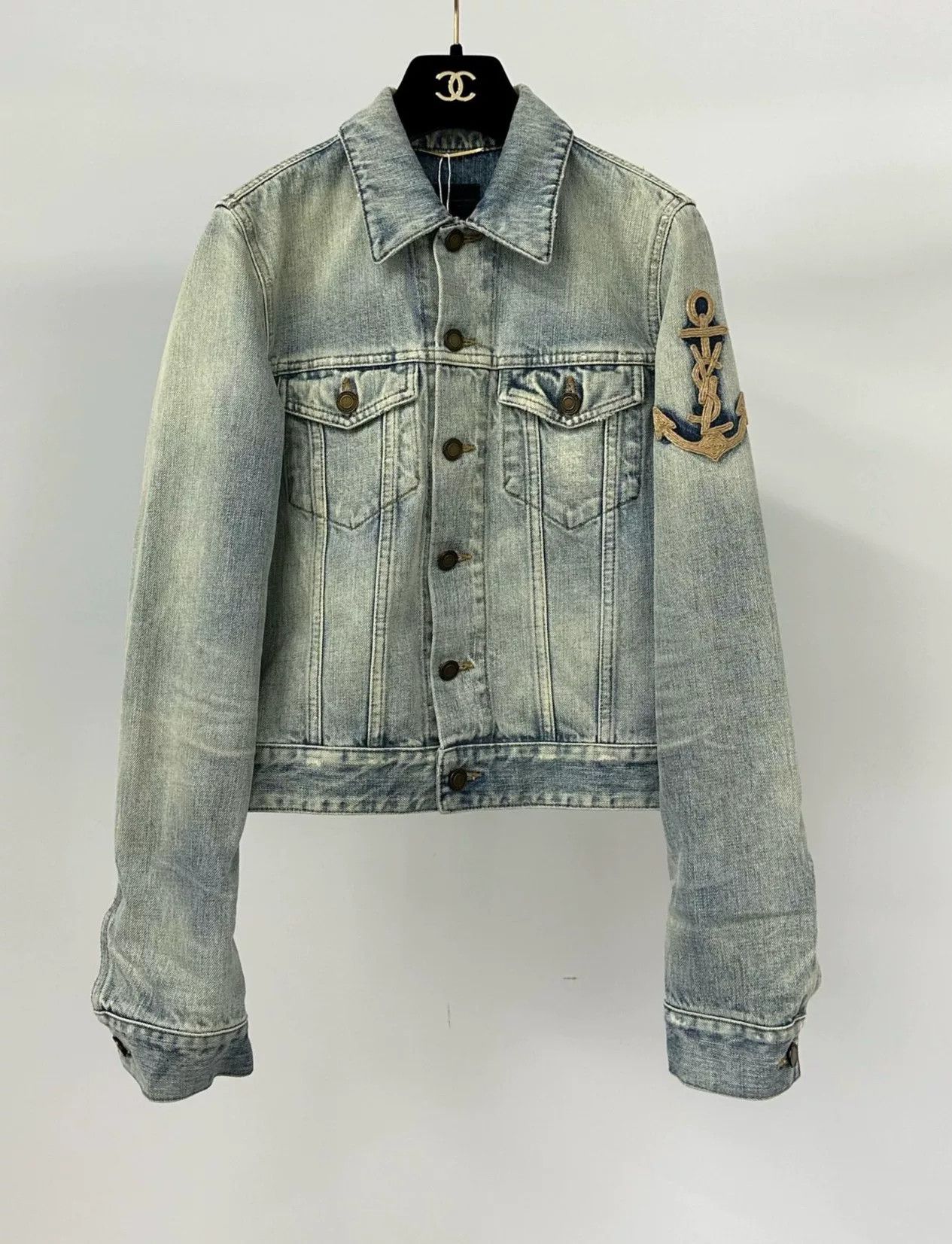 Saint Laurent Paris Saint Laurent Distressed Denim Jacket Size M / US 6-8 / IT 42-44 - 1 Thumbnail