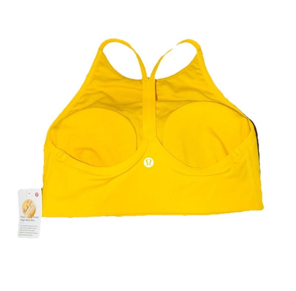 Lululemon LULULEMON FLOW Y WRAP FRONT HIGH NECK BRA MAIZE YELLOW Sz 4 Size ONE SIZE - 2 Thumbnail