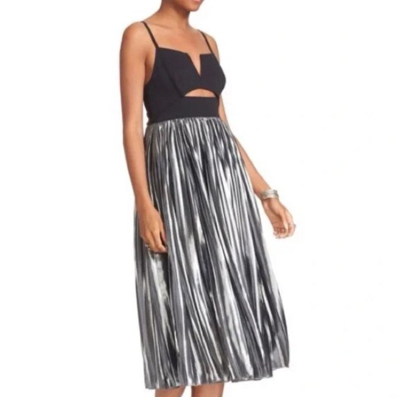 Free People Free People Metallic Piper Midi Dress Pleated Holiday S Size S / US 4 / IT 40 - 9 Thumbnail