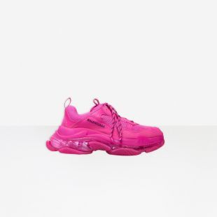 image of Balenciaga O1In1G1223 Triple S Allover Logo/lf/not W Pink/black In Pink Shoes, Women's (Size 4)