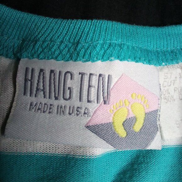 Hang Ten Vintage Hang Ten Striped Pocket Surf T-Shirt Size L / US 10 / IT 46 - 3 Thumbnail