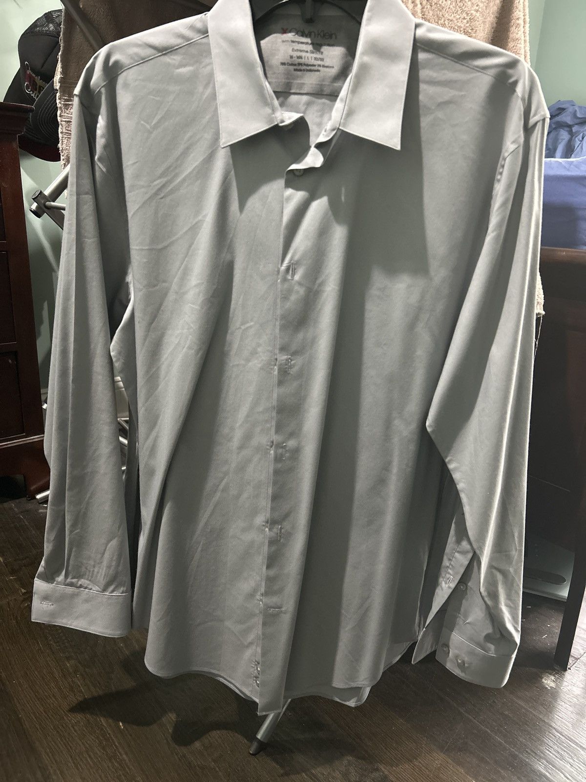 Calvin Klein Calvin Klein Slim Fit Dress Shirt – Solid Light Gray Size US XL / EU 56 / 4 - 1 Thumbnail