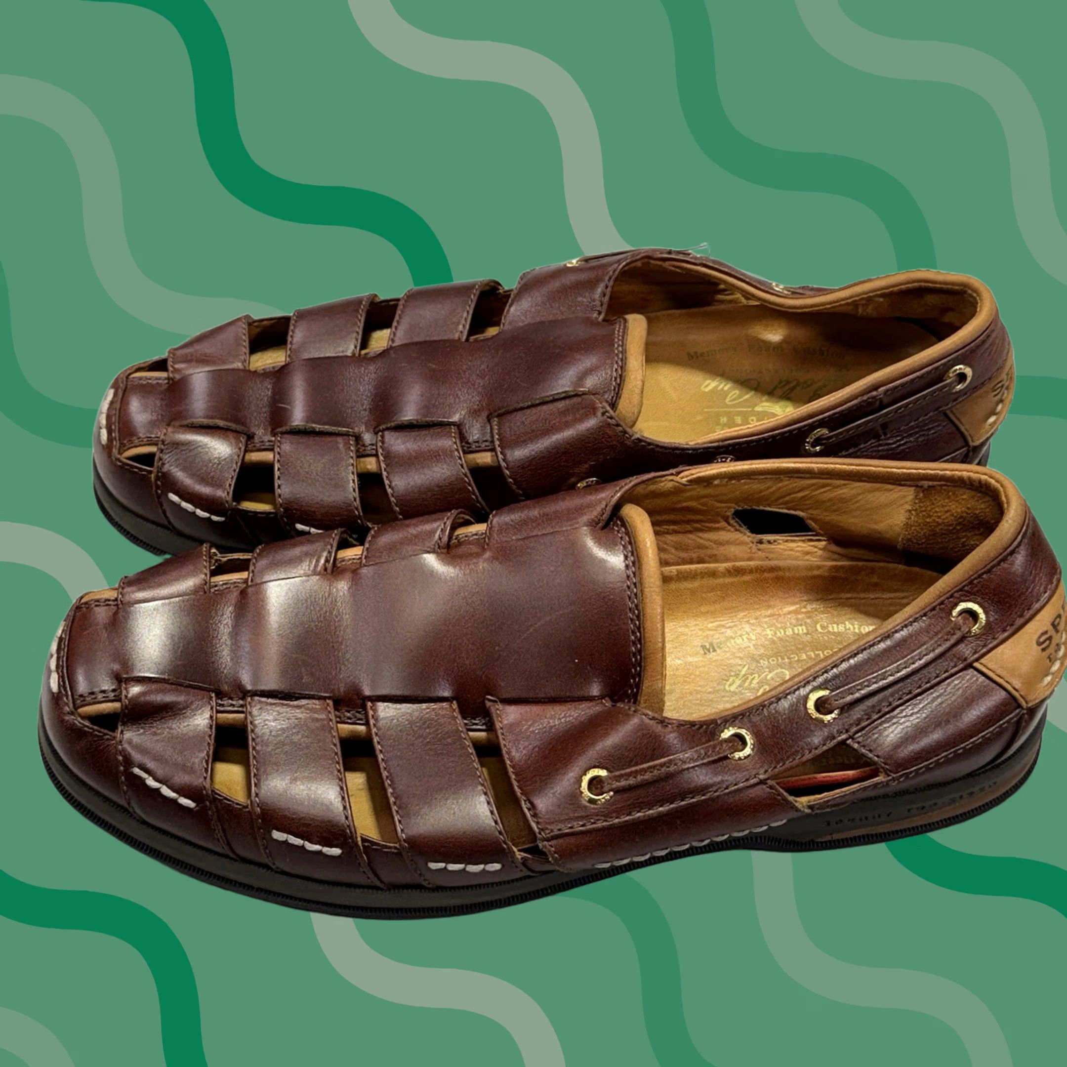 Sperry Sperry Top Sider Gold Cup Fisherman Sandals Mens 10.5 Leather Deerskin Vibram Brown Slp-On Size US L / EU 52-54 / 3 - 1 Thumbnail