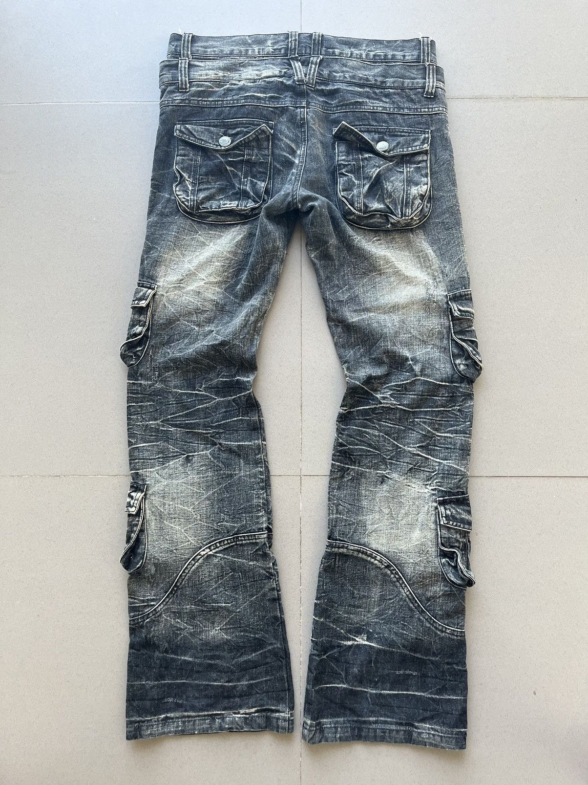 LOWBOX Japanese~Lowbox Flare BootCut Denim Cargo Multi Pocket Pants Size US 32 / EU 48 - 3 Thumbnail