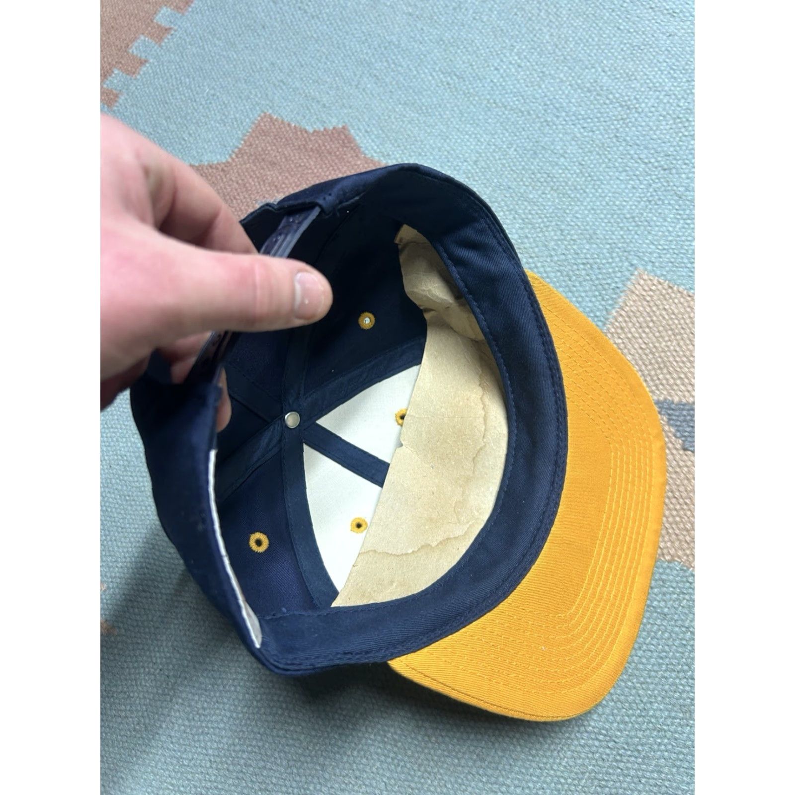 NCAA VINTAGE 90s snapback hat cap University of Michigan Wolverines signatures NCAA Men Adjustable Blue Size ONE SIZE - 7 Thumbnail