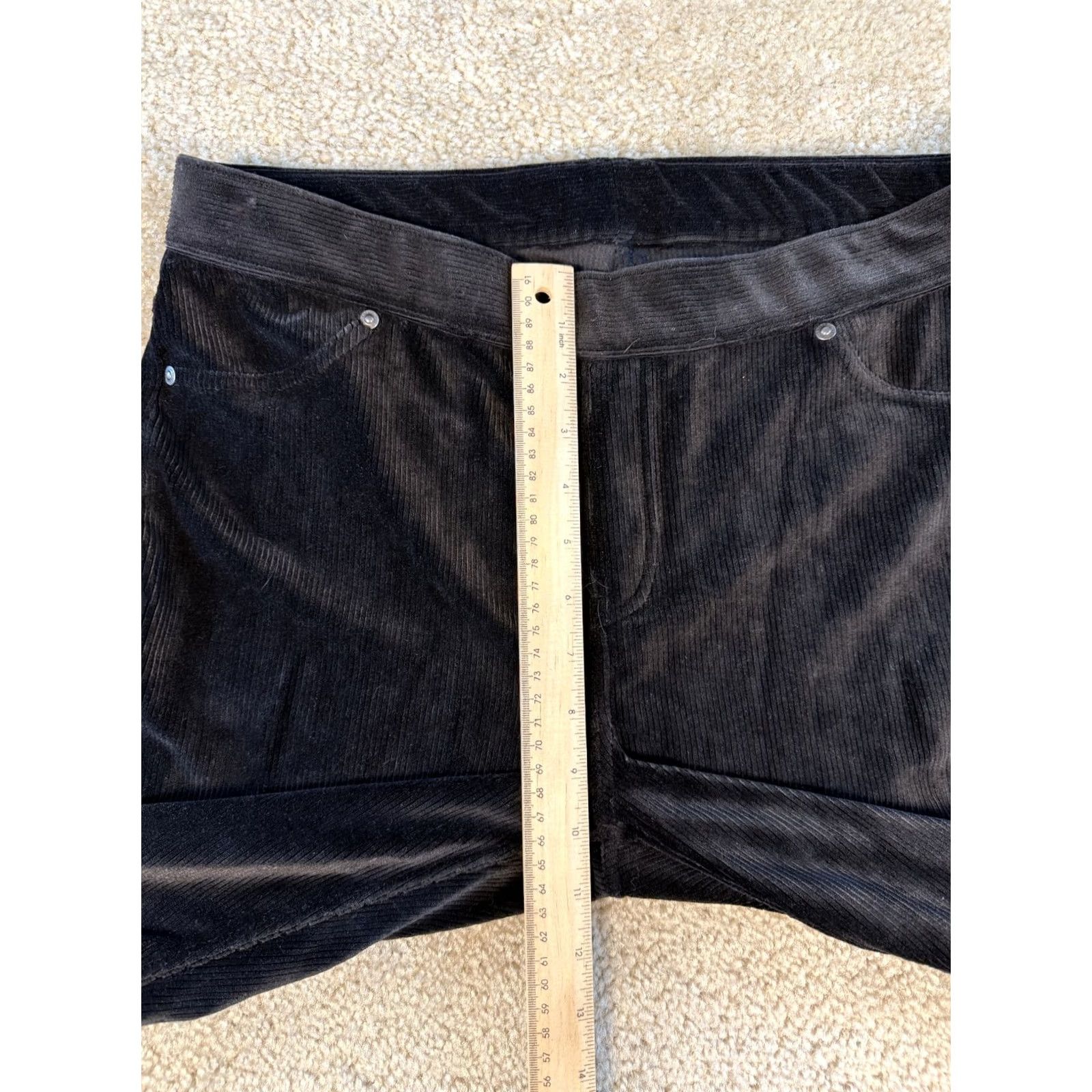Vintage Simply Vera Vera Wang Black Dress Pants L Stretch Waist Pull On Ultrasuede Womens Size 36" / US 14 / IT 50 - 6 Thumbnail