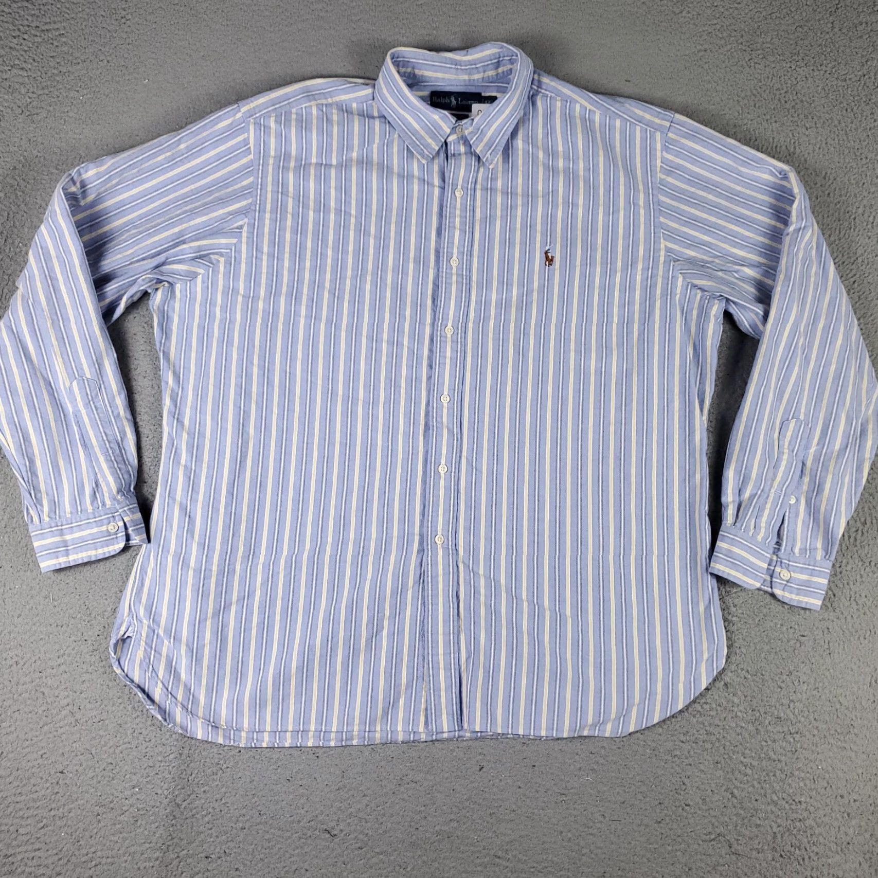 Ralph Lauren VINTAGE Ralph Lauren Shirt Men 2XL Blue Striped Cotton Long Sleeve Button-Up Casual Size US XXL / EU 58 / 5 - 3 Thumbnail