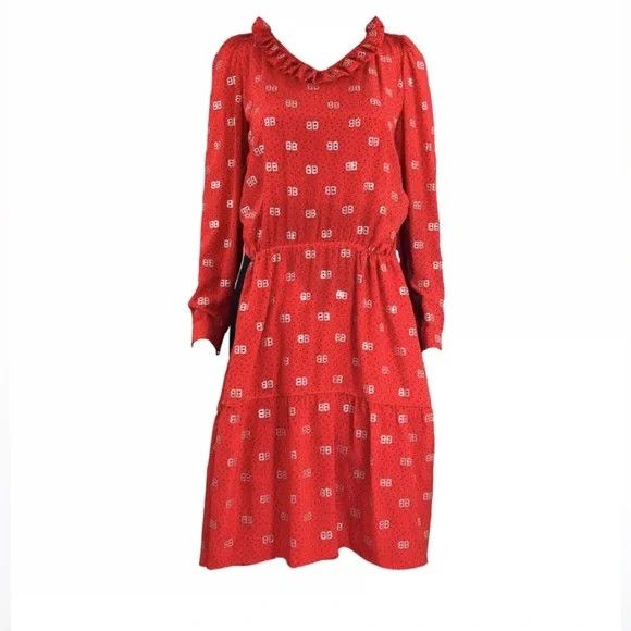 Balenciaga o1y0625 Logo Midi Dress in Red Size M / US 6-8 / IT 42-44 - 1 Thumbnail