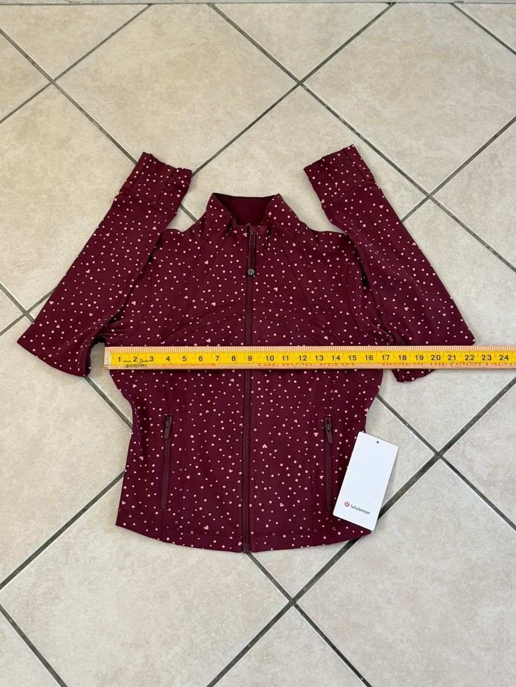 Lululemon LULULEMON DEFINE CROPPED JACKET BURGUNDY HEART DOT PINK SZ 8 Size M / US 6-8 / IT 42-44 - 5 Thumbnail