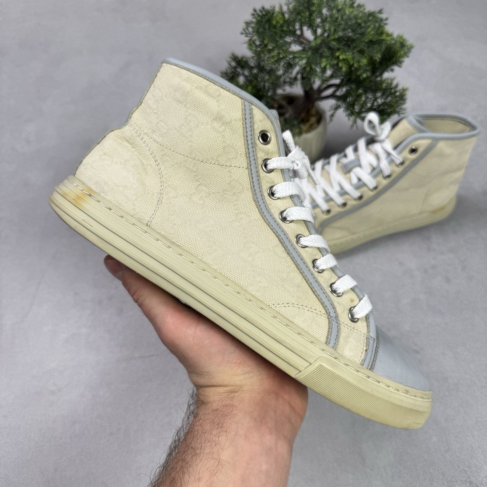 Gucci Gucci GG Monogram High Sneaker Size US 7 Grey Size US 7 / EU 40 - 1 Thumbnail