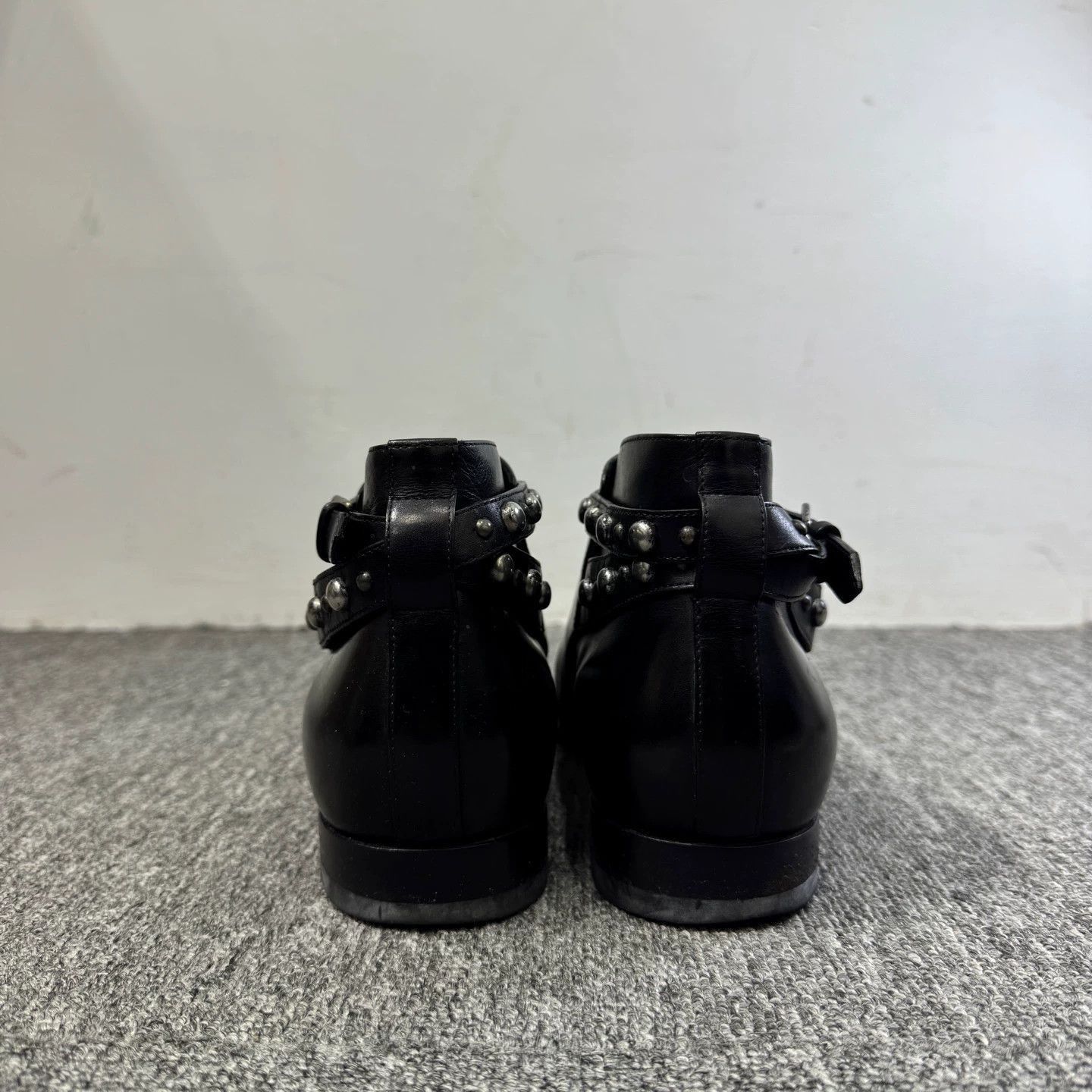 Saint Laurent Paris Black Leather Ankle Boots with Studded Buckle. Size US 7.5 / EU 40-41 - 3 Thumbnail