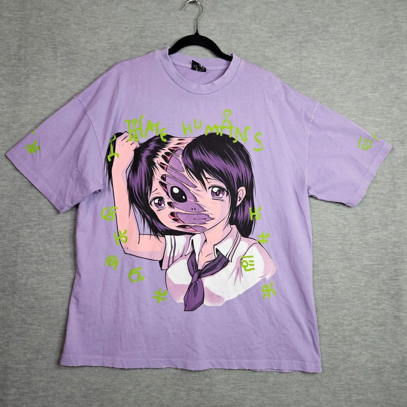 Vintage Drop Dead I hate Humans Graphic Purple Oversize Unisex Adult Tee Size L Size US L / EU 52-54 / 3 - 2 Thumbnail