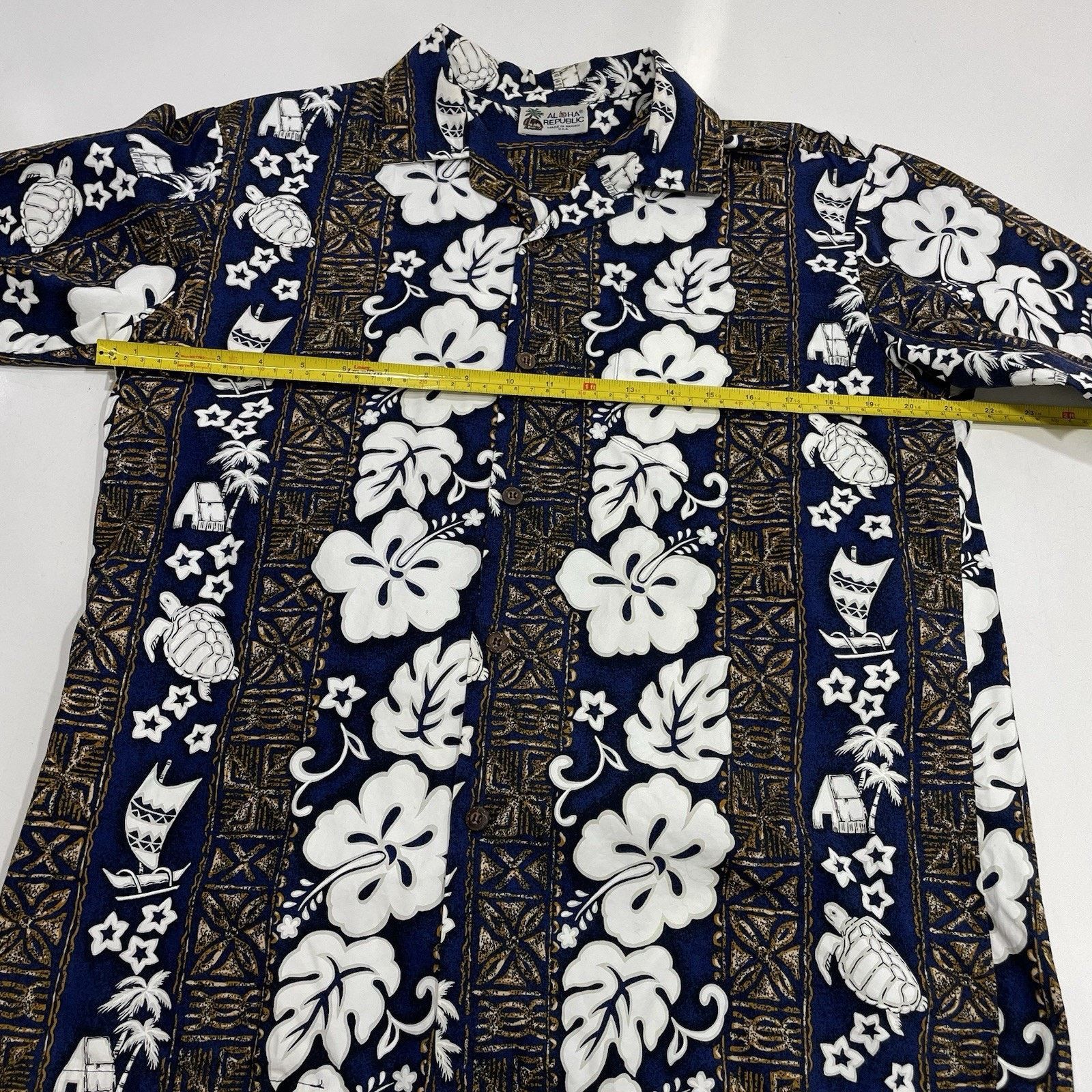Reyn Spooner Aloha Republic Hawaiian Shirt M Blue White Floral Sea Turtle Size US M / EU 48-50 / 2 - 5 Thumbnail