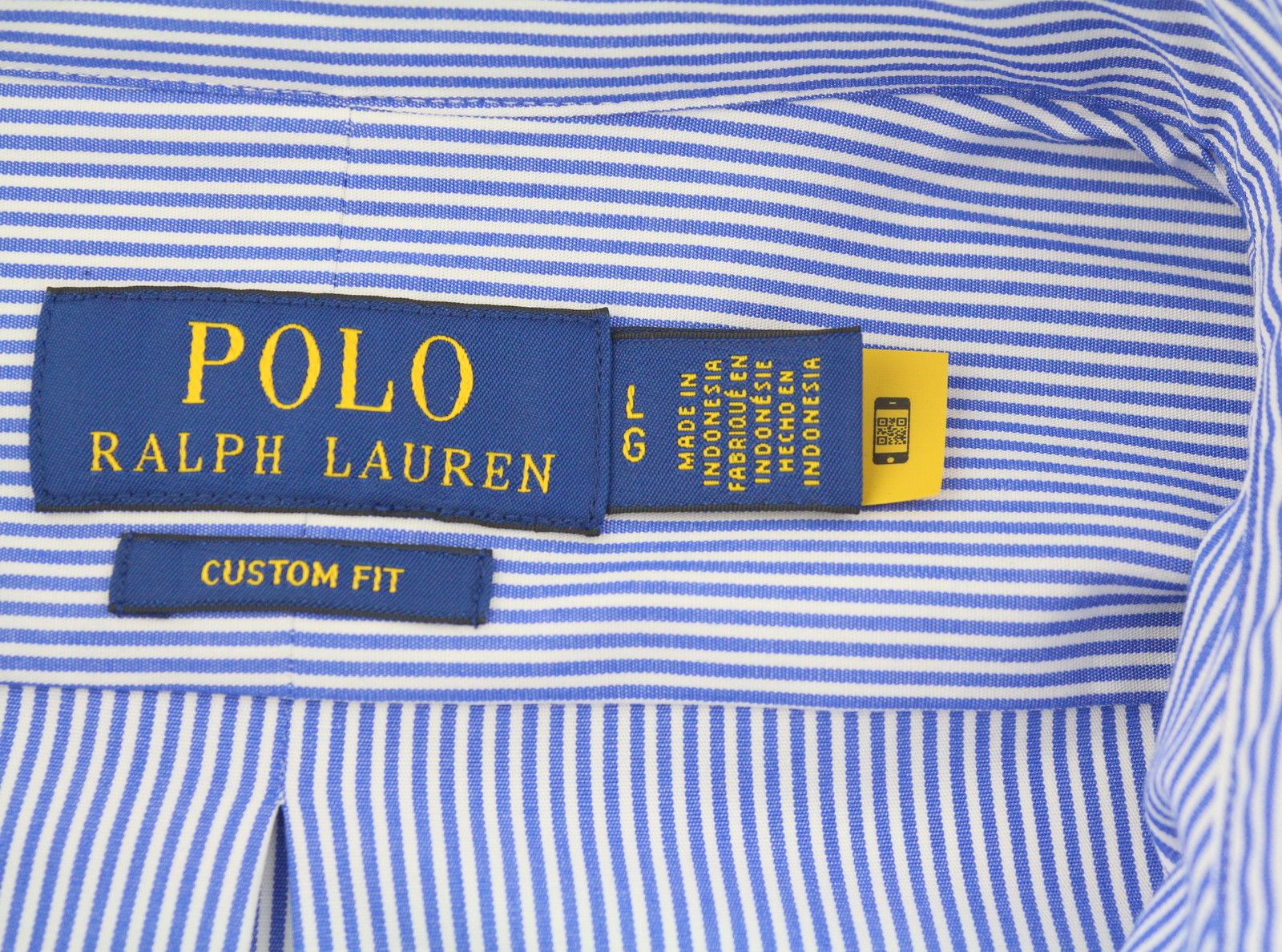 Ralph Lauren CORE REPLEN L Blue Striped Custom Fit Button-Up 87012 Size US L / EU 52-54 / 3 - 6 Thumbnail