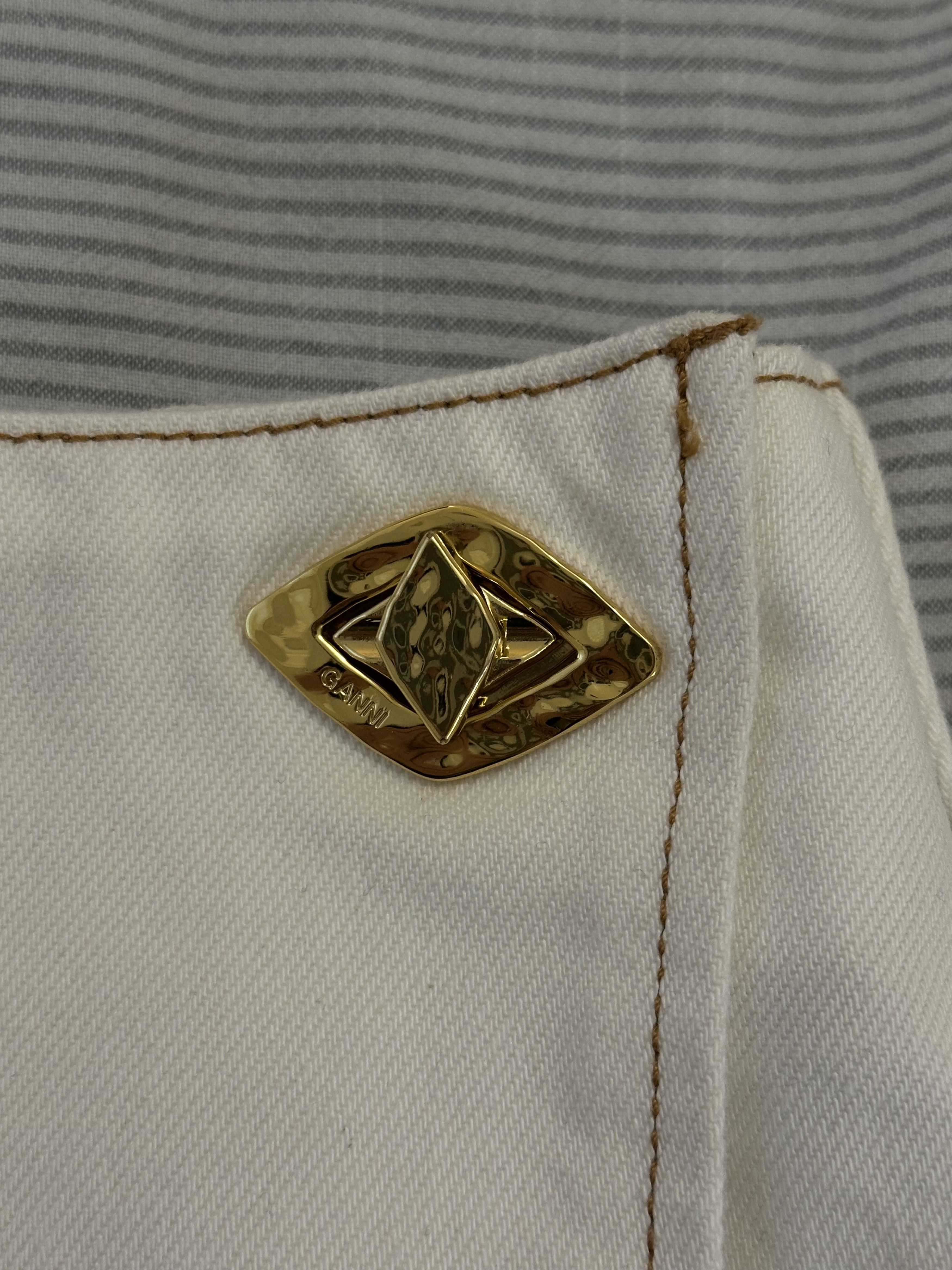 Ganni White Denim Mini Skirt Size 26" / US 2 / IT 38 - 5 Thumbnail
