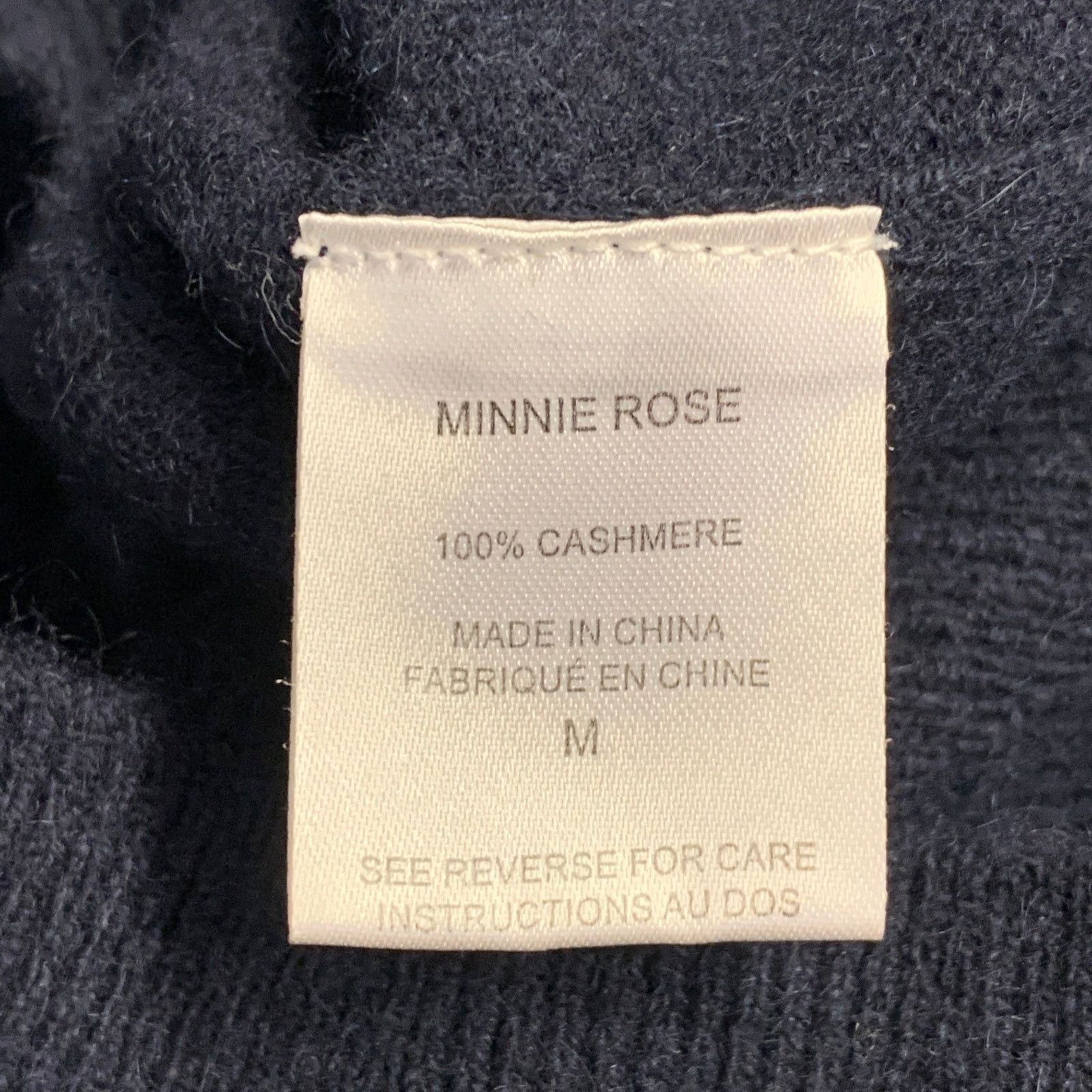 Other MINNIE ROSE Size M Navy Cashmere Fringe Crew Neck Pullover Size M / US 6-8 / IT 42-44 - 5 Thumbnail