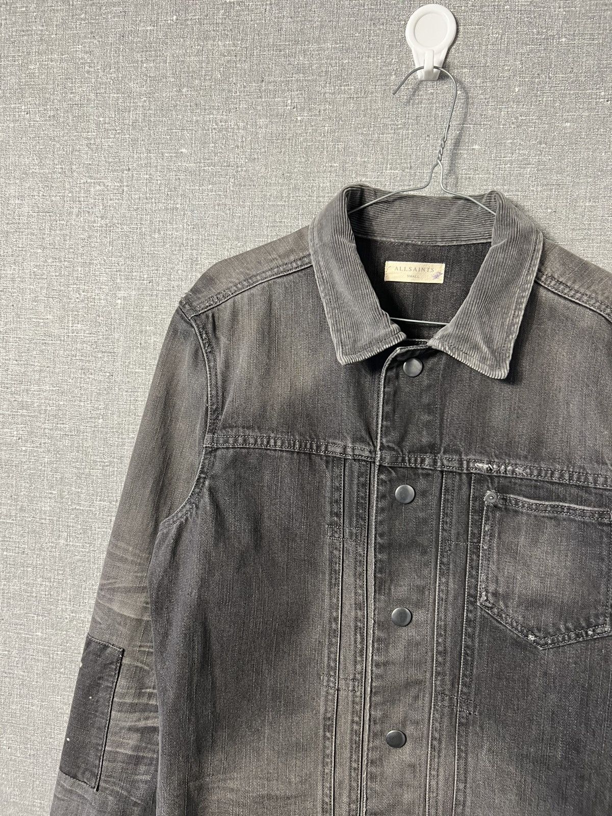 Allsaints Rare Allsaints Gault Distressed Denim Jacket Corduroy Collar Size US S / EU 44-46 / 1 - 2 Thumbnail