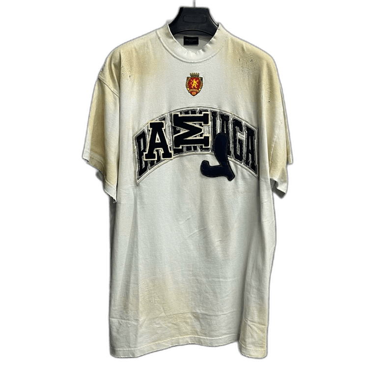 Balenciaga Balenciaga Beige Short Sleeve Embroidered T-Shirt Size US M / EU 48-50 / 2 - 1 Thumbnail