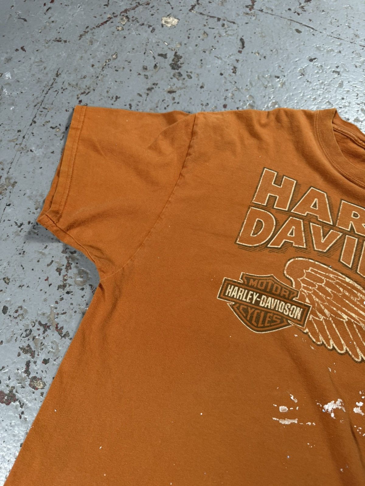 Harley Davidson Vintage Thrashed Harley Davidson Wing Tee Burnt Orange Size US XL / EU 56 / 4 - 5 Thumbnail