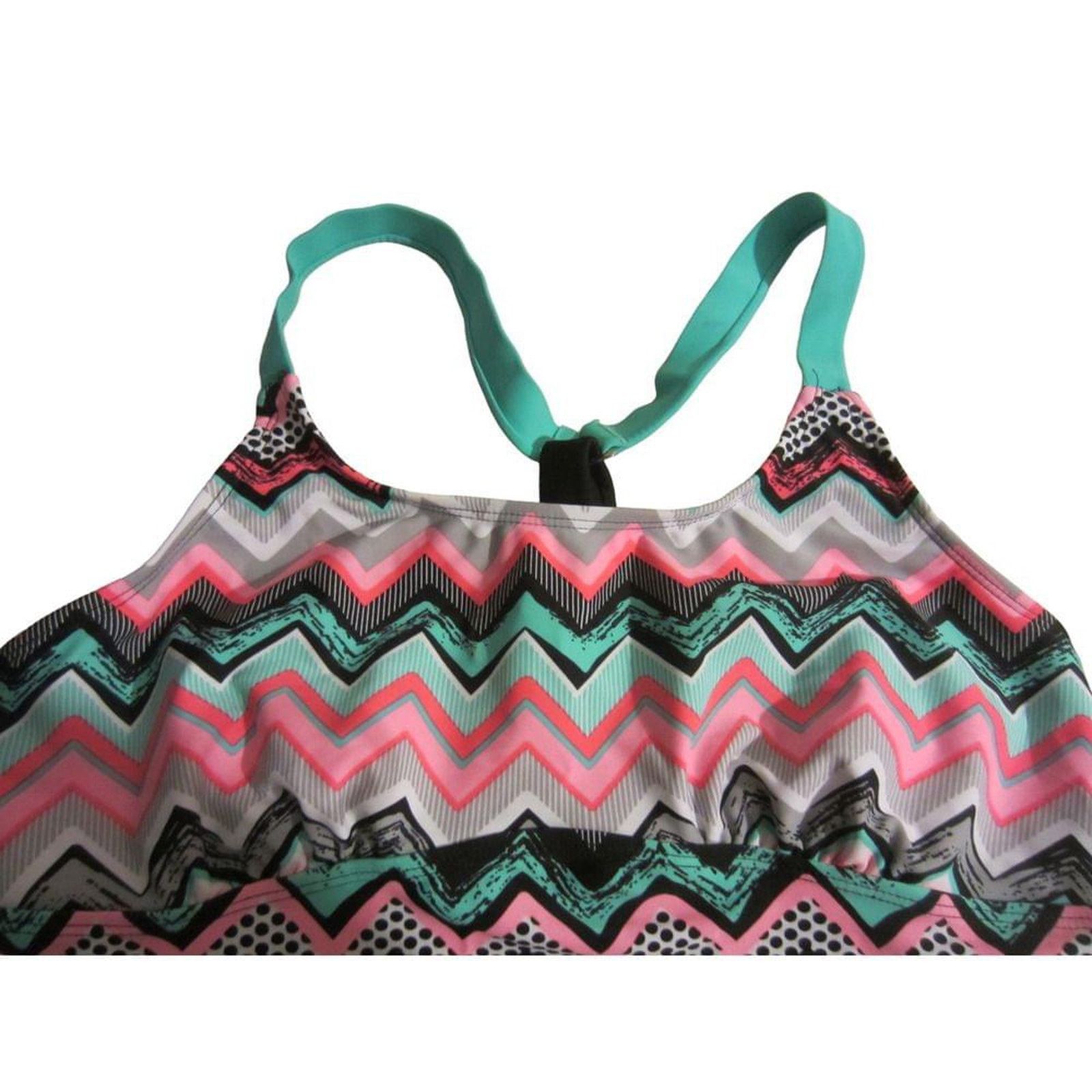 Other Chevron Tankini Swim Top Retro Geometric Racerback Size L Size ONE SIZE - 3 Thumbnail