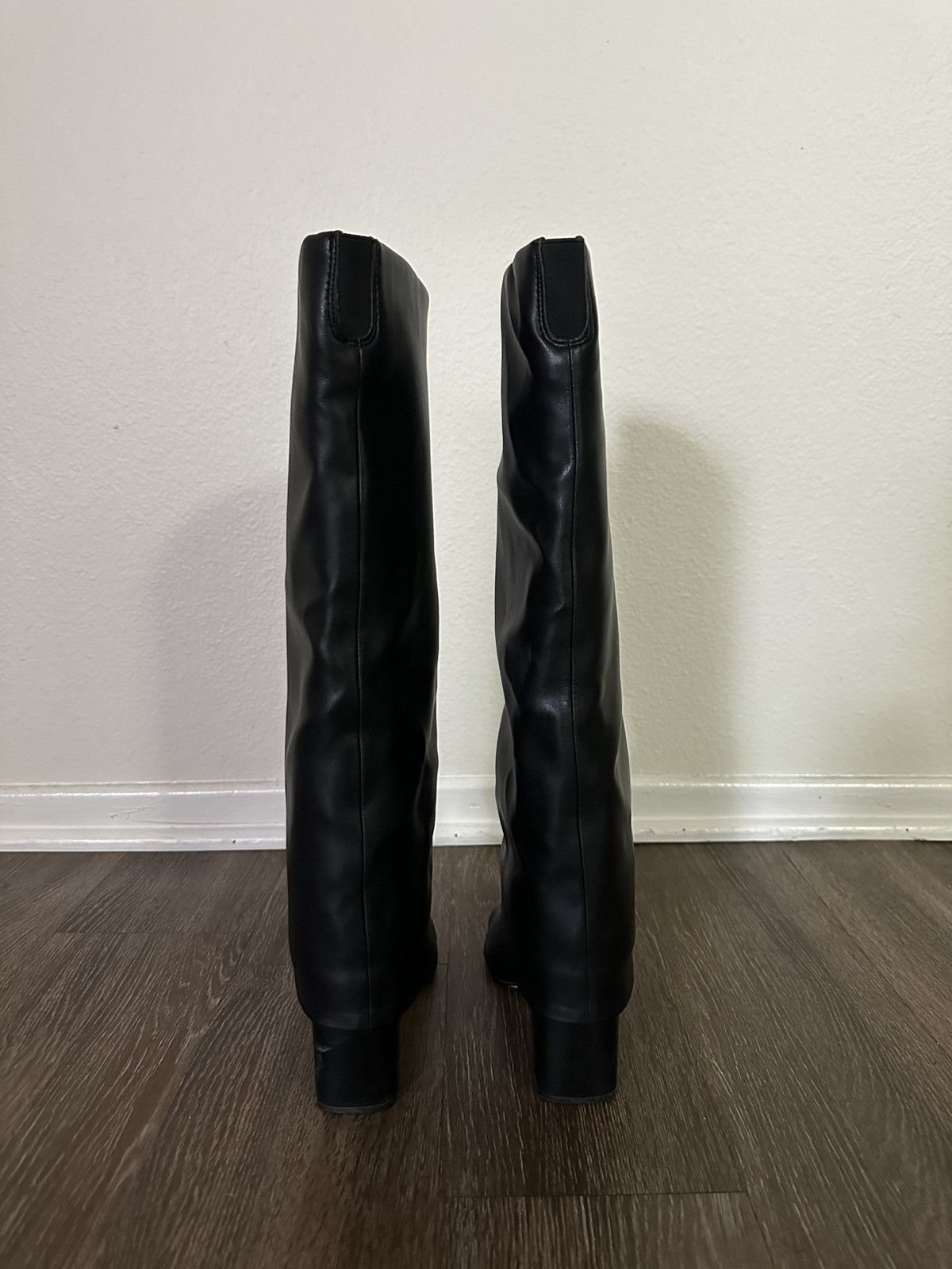 Marc Fisher Foldover knee high black boots leather Size US 7.5 / IT 37.5 - 3 Thumbnail