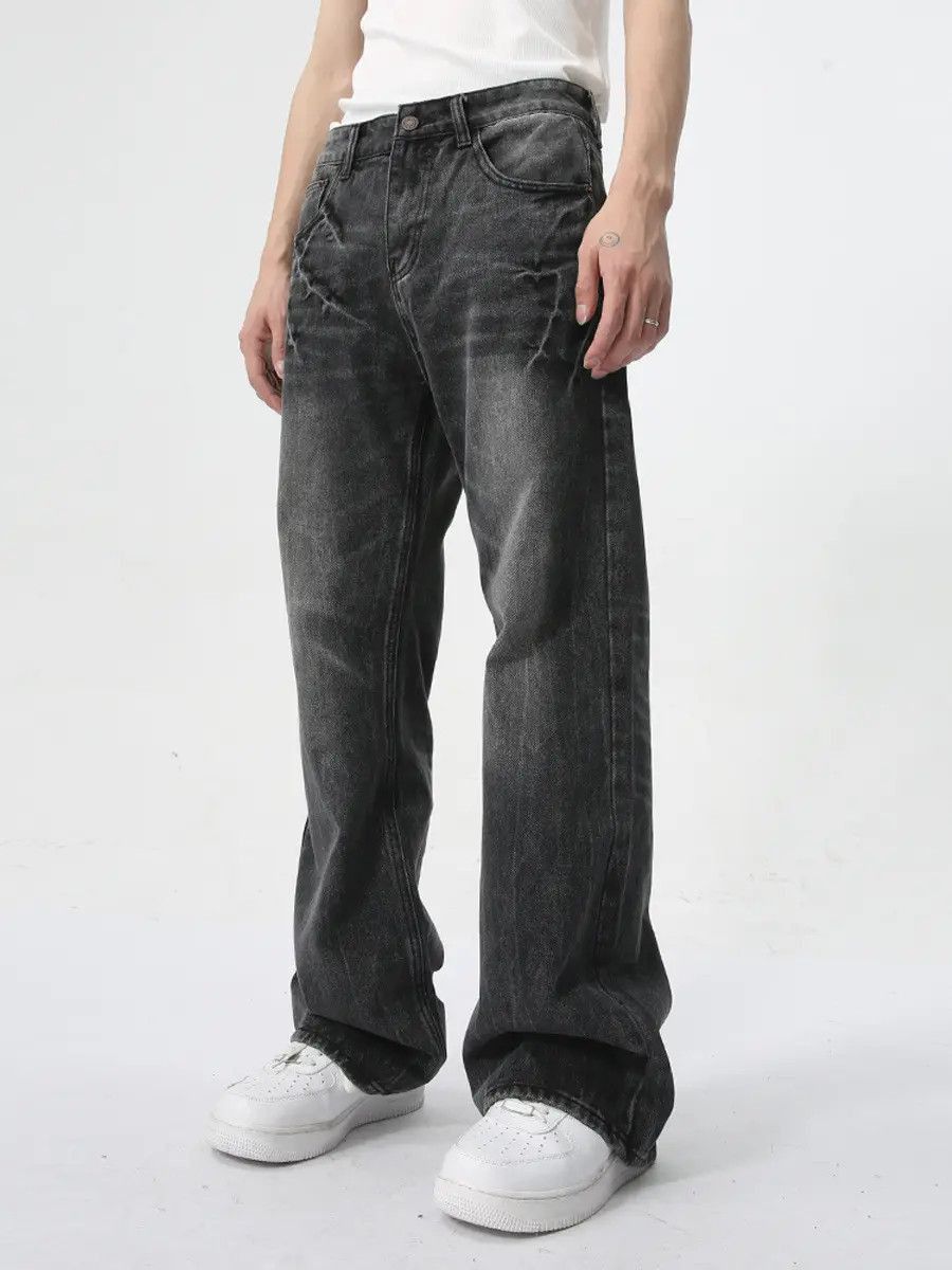 Japanese Brand Retro wide leg slightly flared lightning jeans Size US 32 / EU 48 - 5 Thumbnail