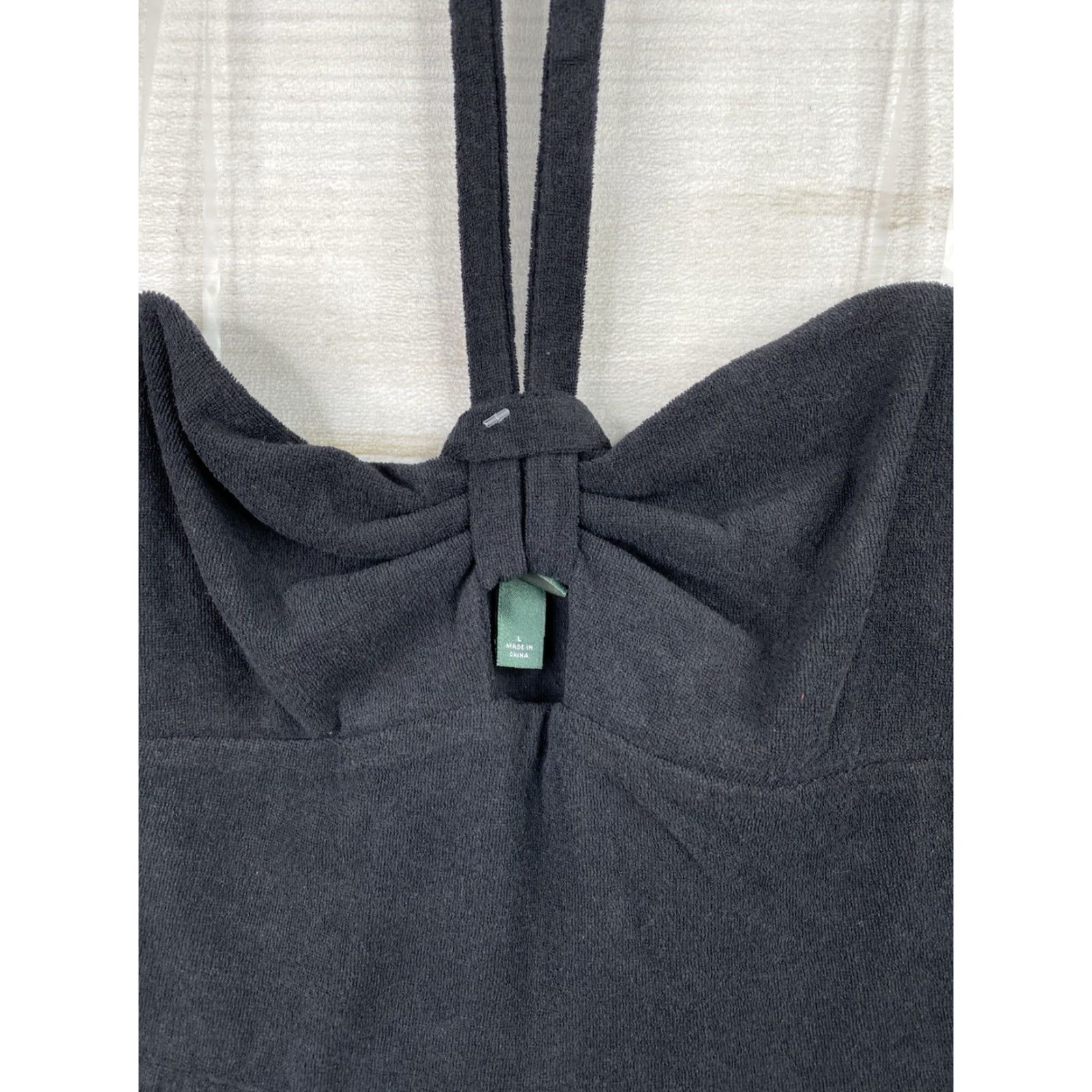 Vintage Wild Fable Shortall Womens L Black Terry Cloth Short Romper Halter Beach NWT! Size 36" / US 14 / IT 50 - 2 Thumbnail