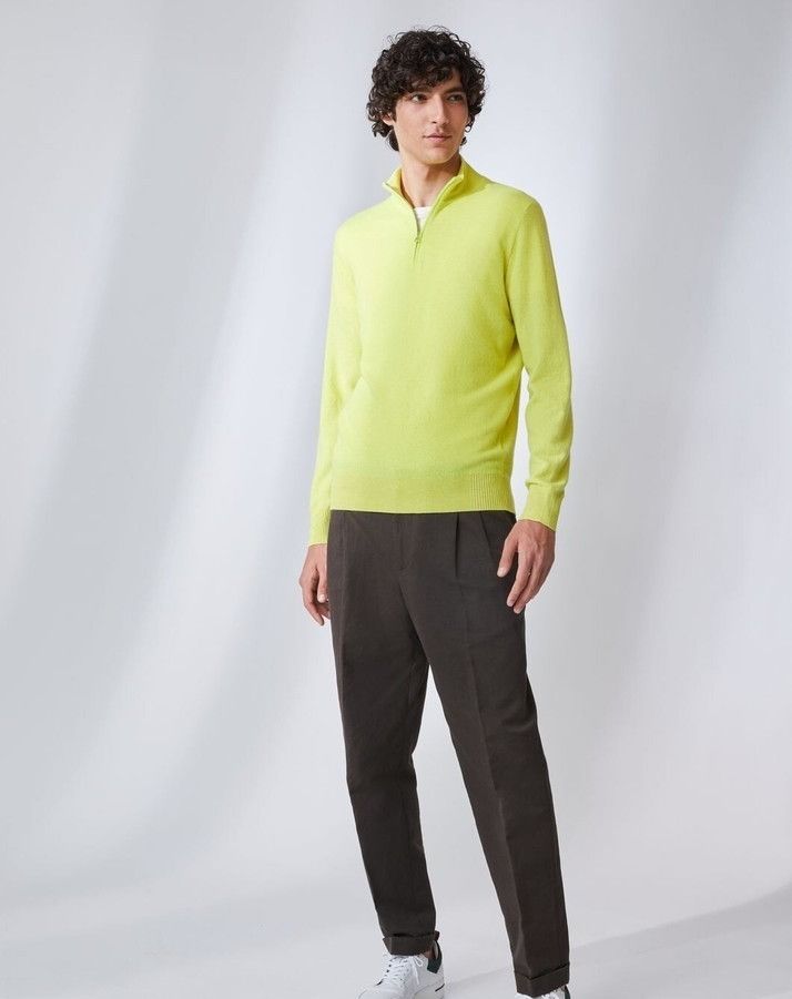 Loro Piana o1srvl11e0824 Mezzocollo Roadster Sweater in Acid Kiwi Size US S / EU 44-46 / 1 - 6 Thumbnail