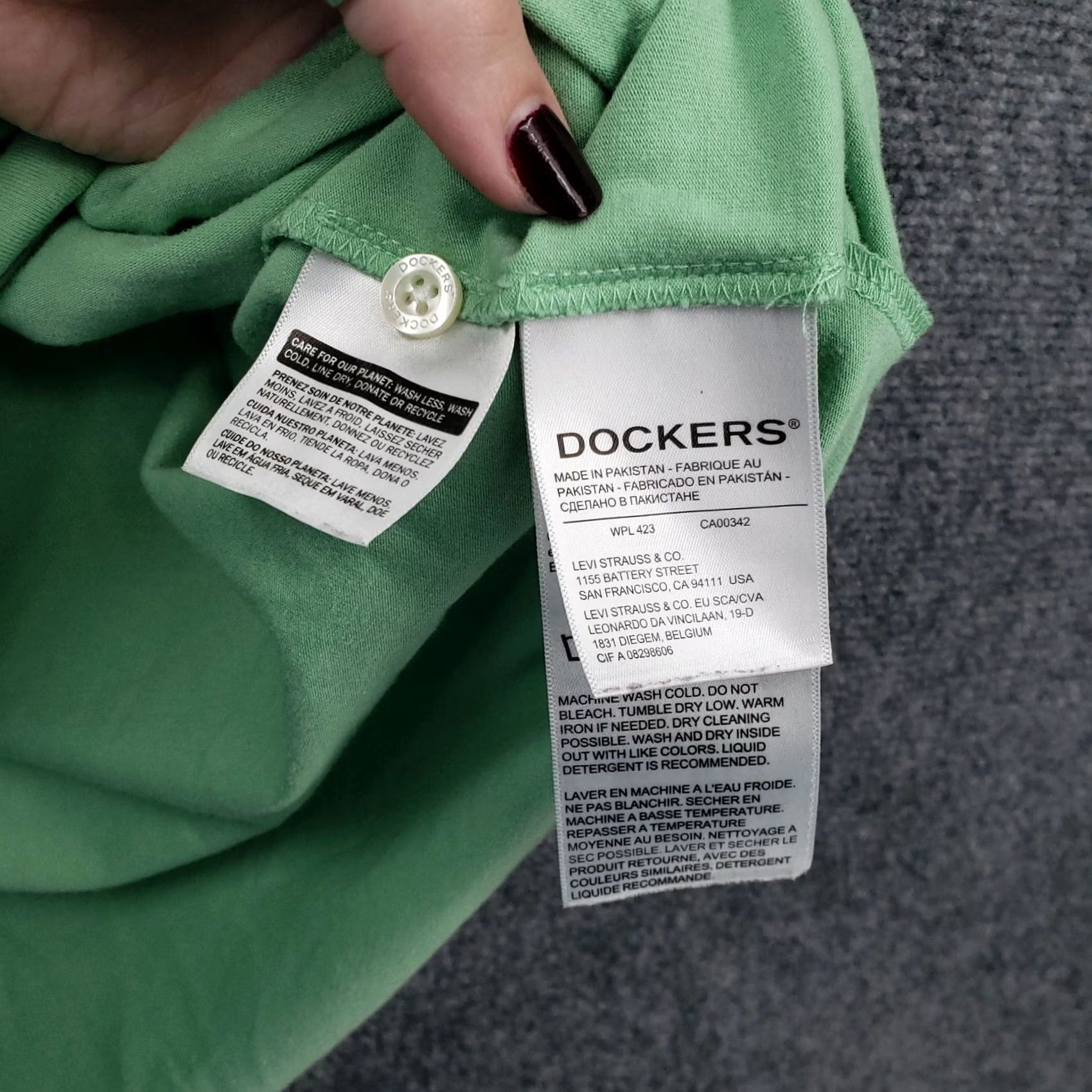 Dockers Dockers Shirt Mens Large L Green Polo Solid Cotton Blend Button Short Sleeves Size US L / EU 52-54 / 3 - 4 Thumbnail