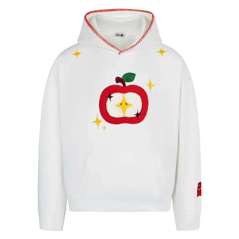 Loose men's retro apple embroidered hoodie