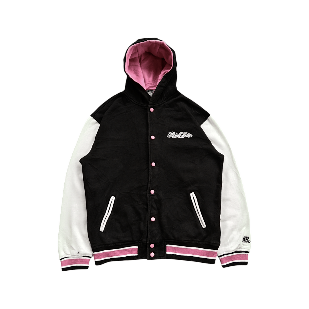 Y2k Road Dawgs Embroiderred Snap Button Varsity Hoodie