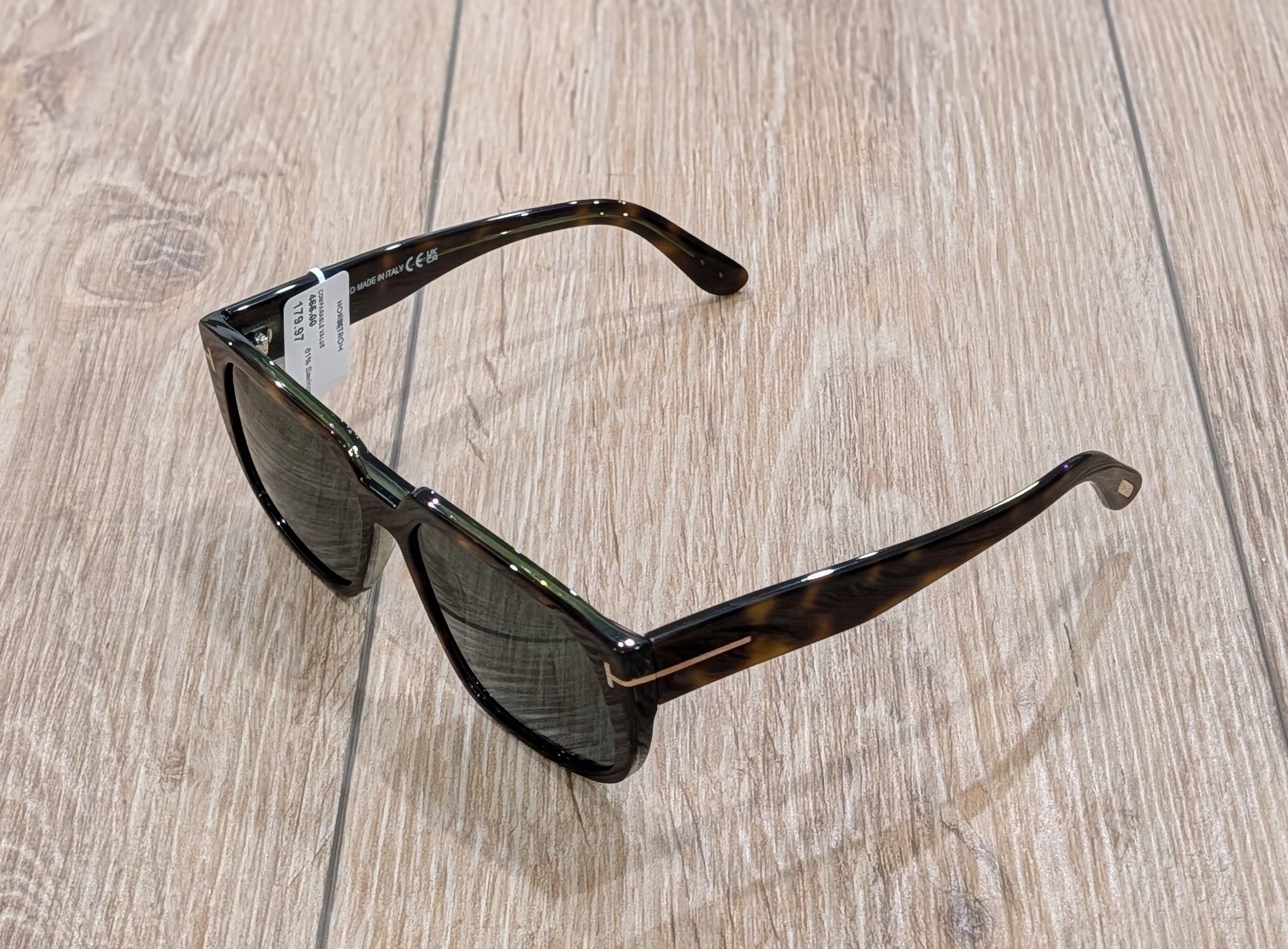 Tom Ford TOM FORD 56mm Square Sunglasses Havana Green Size ONE SIZE - 2 Thumbnail