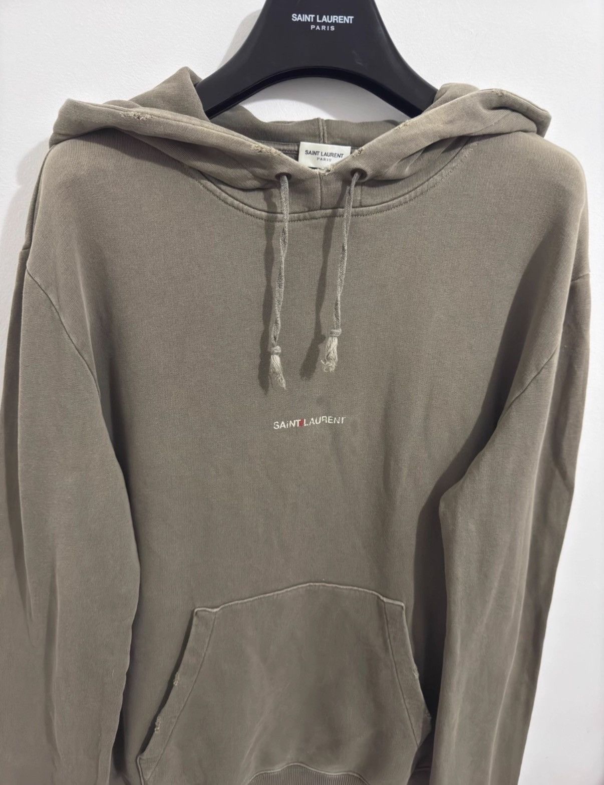 Saint Laurent Paris Saint Laurent (SLP) 19SS Distressed Hooded Slogan Sweatshirt Size US S / EU 44-46 / 1 - 3 Thumbnail