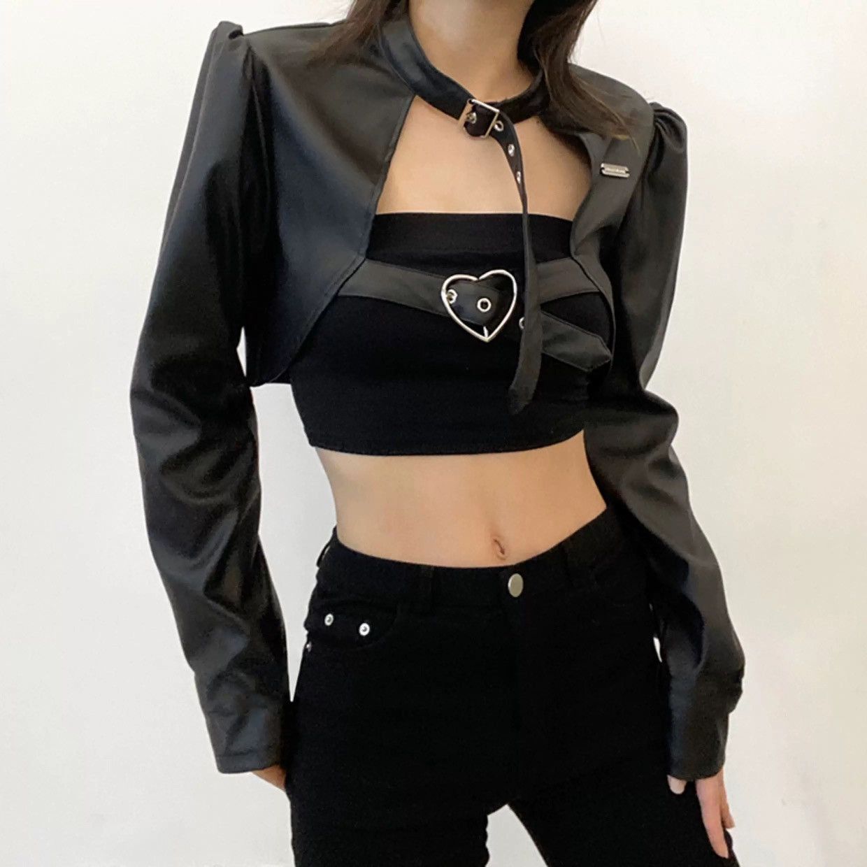 Other Y2K Heart Buckle Crop Jacket Top Size M / US 6-8 / IT 42-44 - 2 Thumbnail
