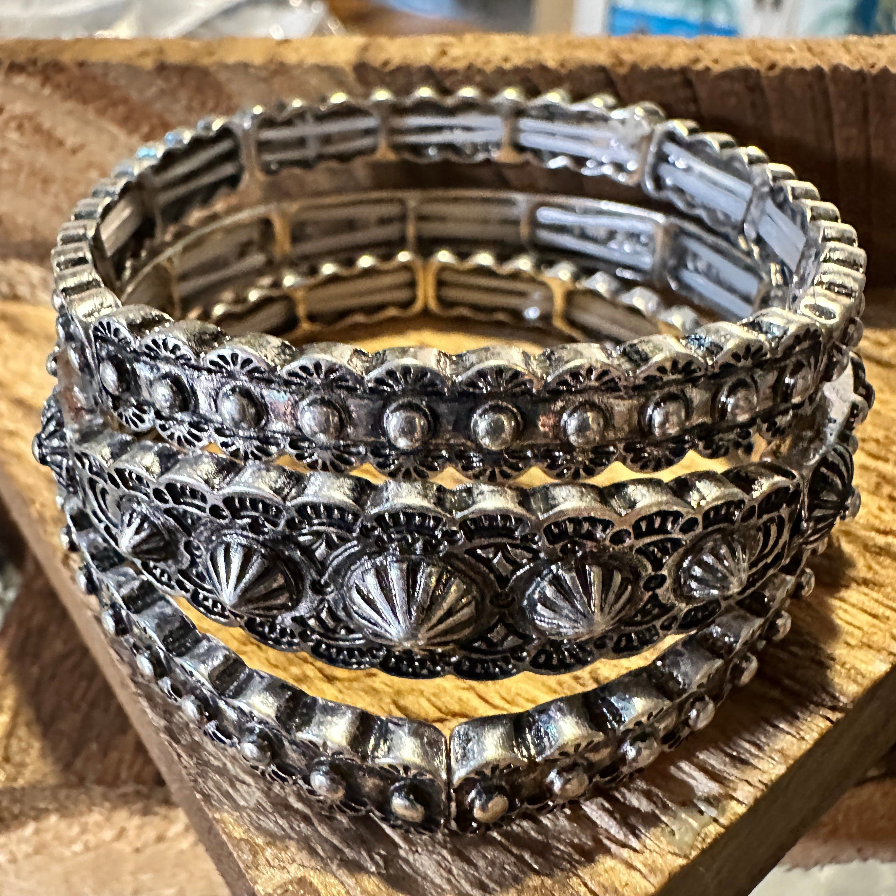 Other Boho Vintage Chic Southwestern Concho Elastic Bracelets, Set Size ONE SIZE - 2 Thumbnail