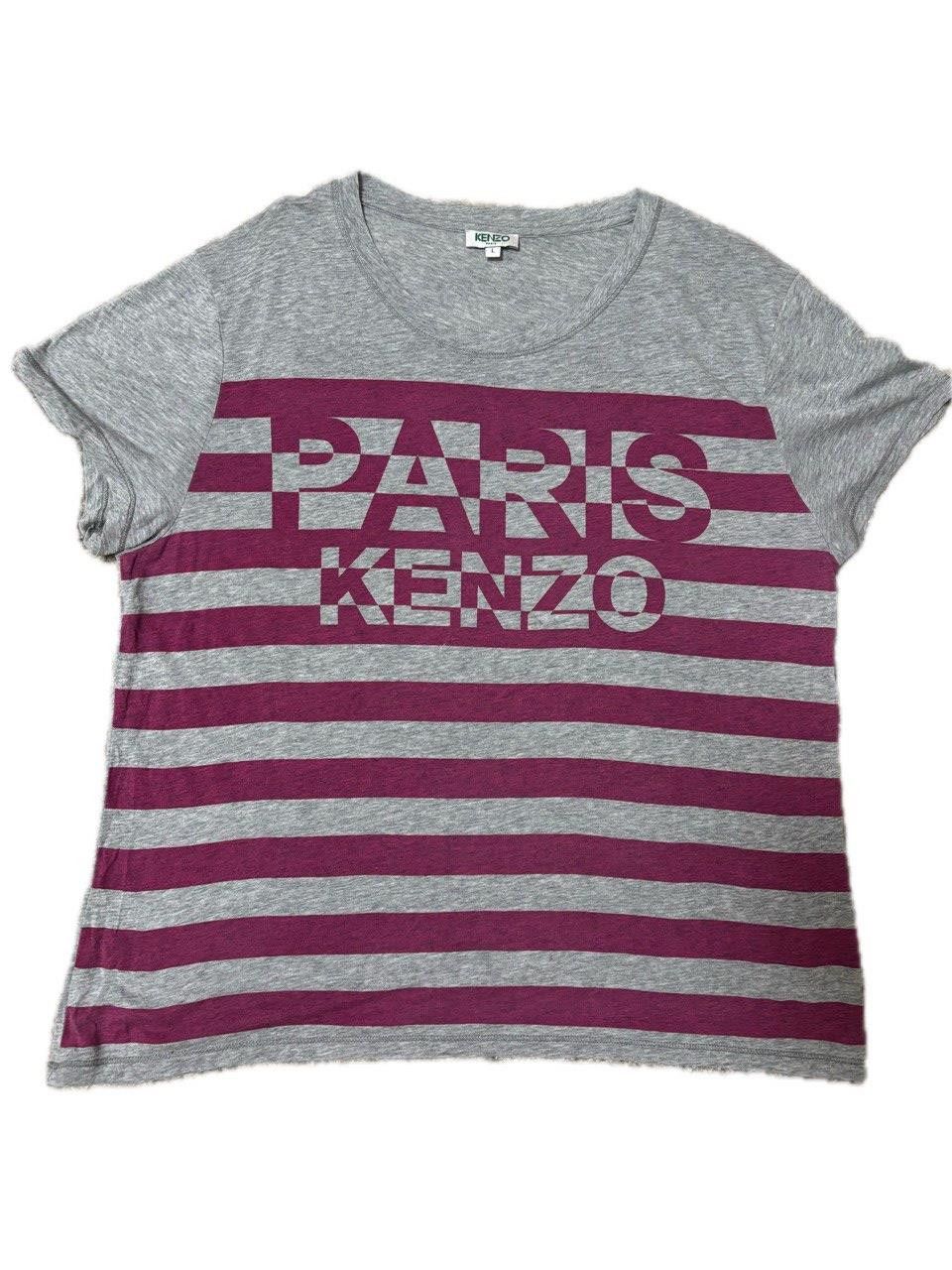 Kenzo Kenzo PARIS women's gray t-shirt with purple stripes, L Size L / US 10 / IT 46 - 1 Thumbnail
