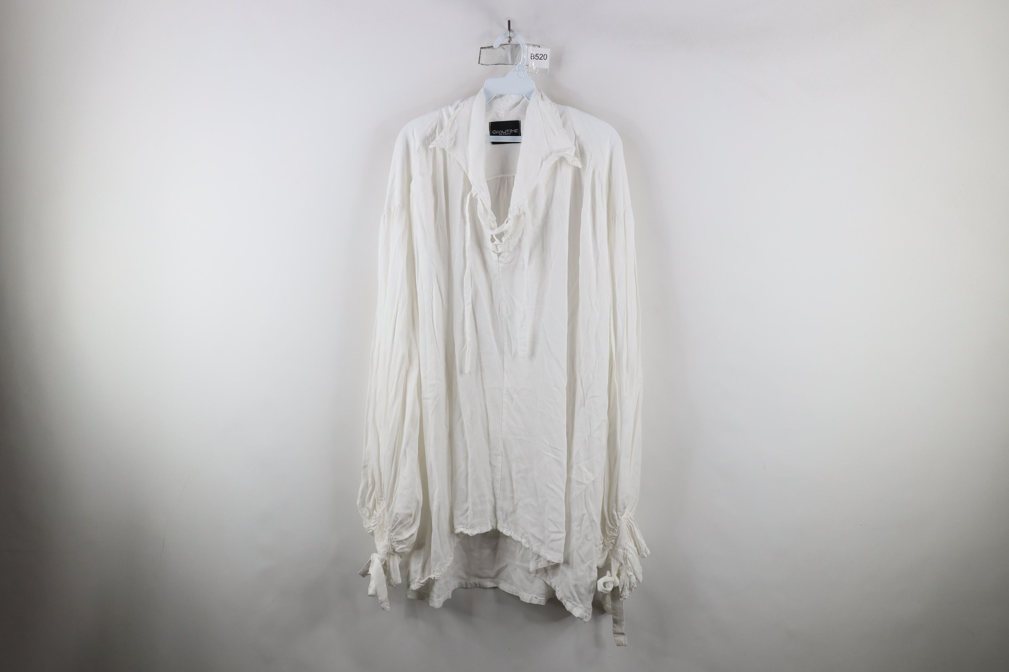 Vintage Vintage 90s Renaissance Ruffled Lace Up Collared Shirt White Size US XXL / EU 58 / 5 - 1 Thumbnail
