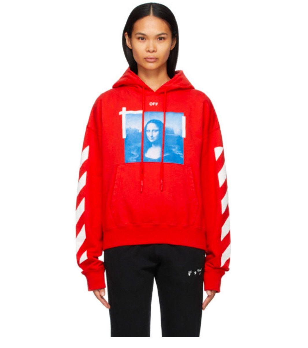 Off-White Off-White Mona Lisa White Diagonal Sleeve Hoodie Size S / US 4 / IT 40 - 1 Thumbnail